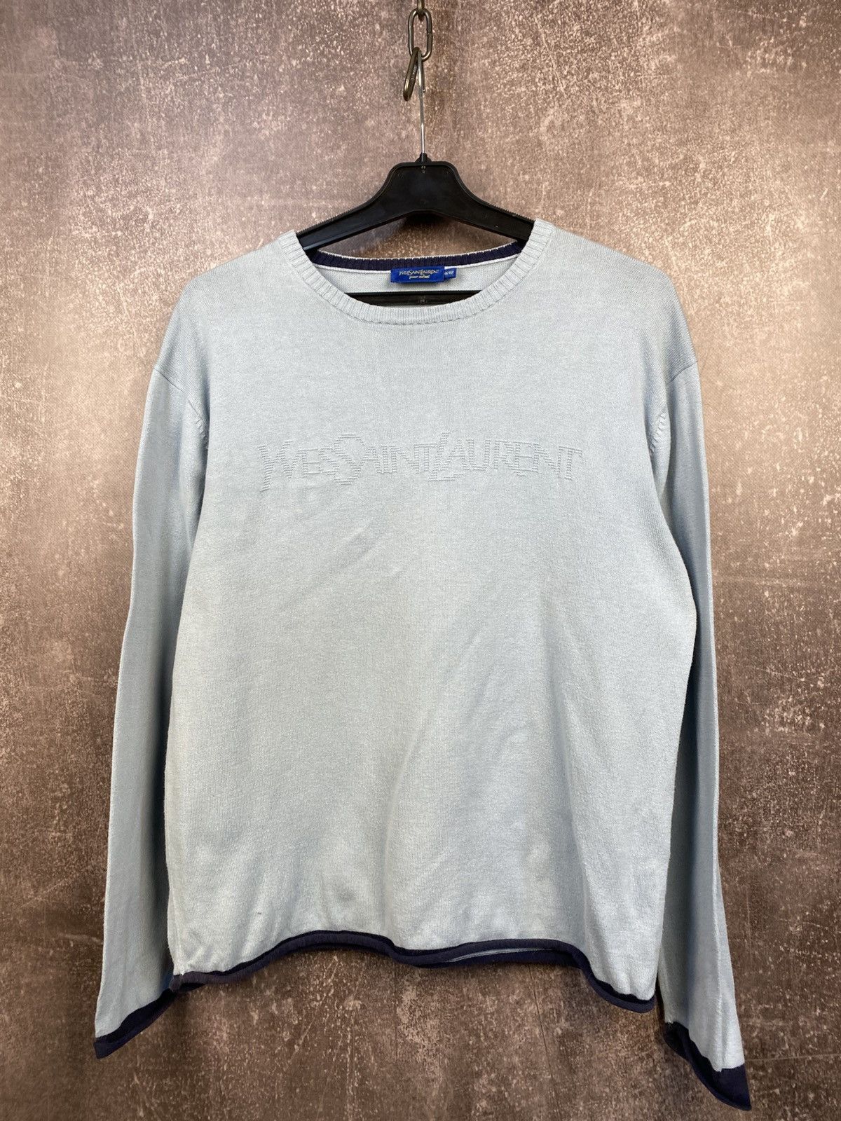 Vintage Blue YSL Sweater Yves Saint Laurent Sweater Size US XXS / EU 40 - 1 Thumbnail