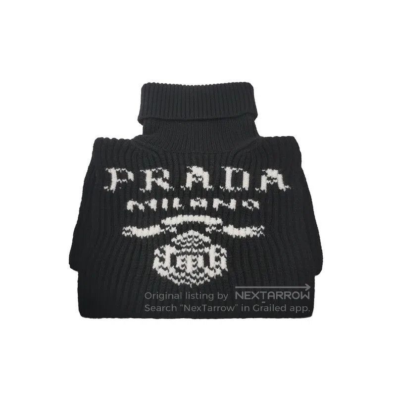 Prada Prada Black Cashmere Logo Scarf. Size ONE SIZE - 1 Thumbnail