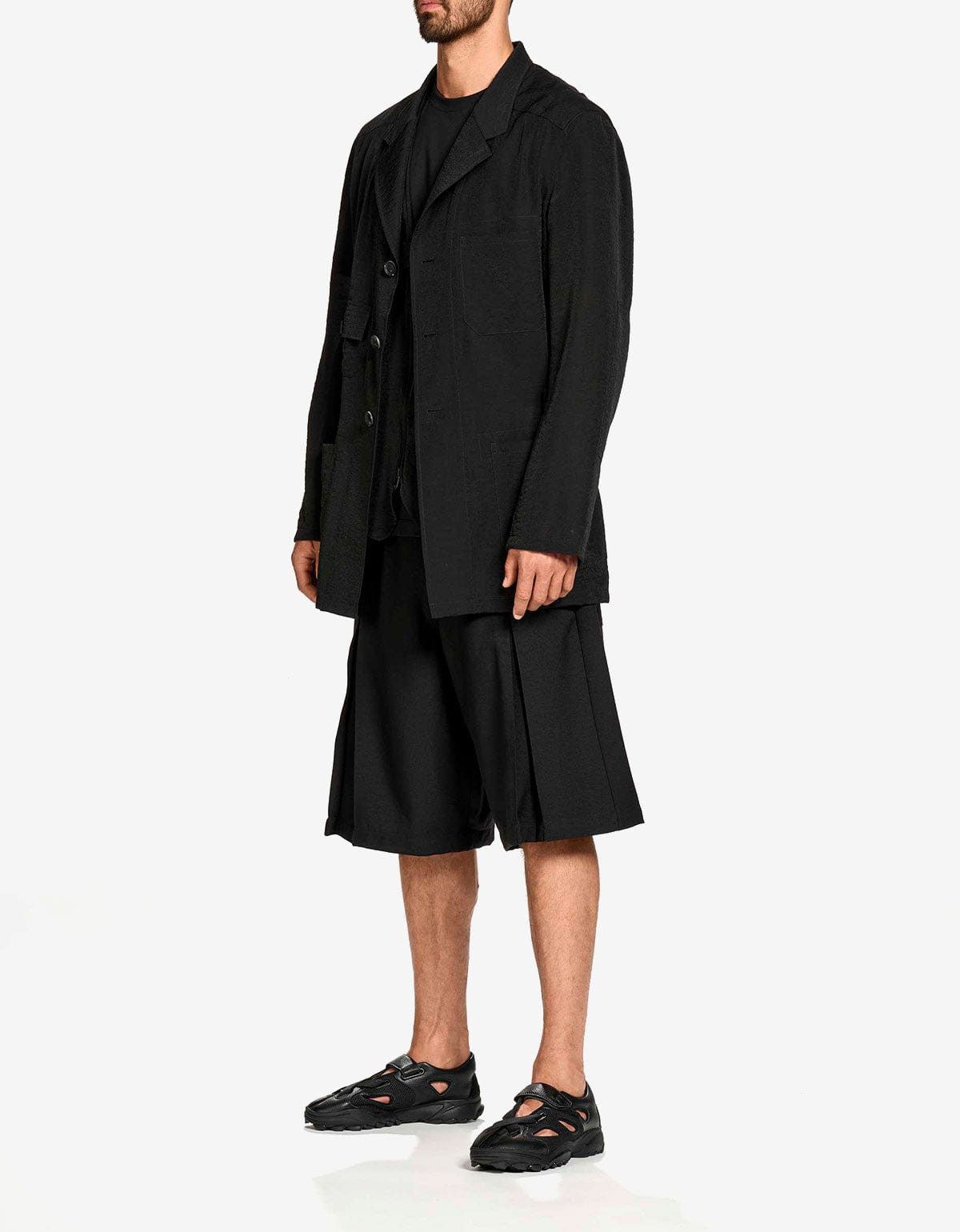 Y-3 Y-3 Black Crinkle Viscose Chore Coat Size US M / EU 48-50 / 2 - 2 Thumbnail