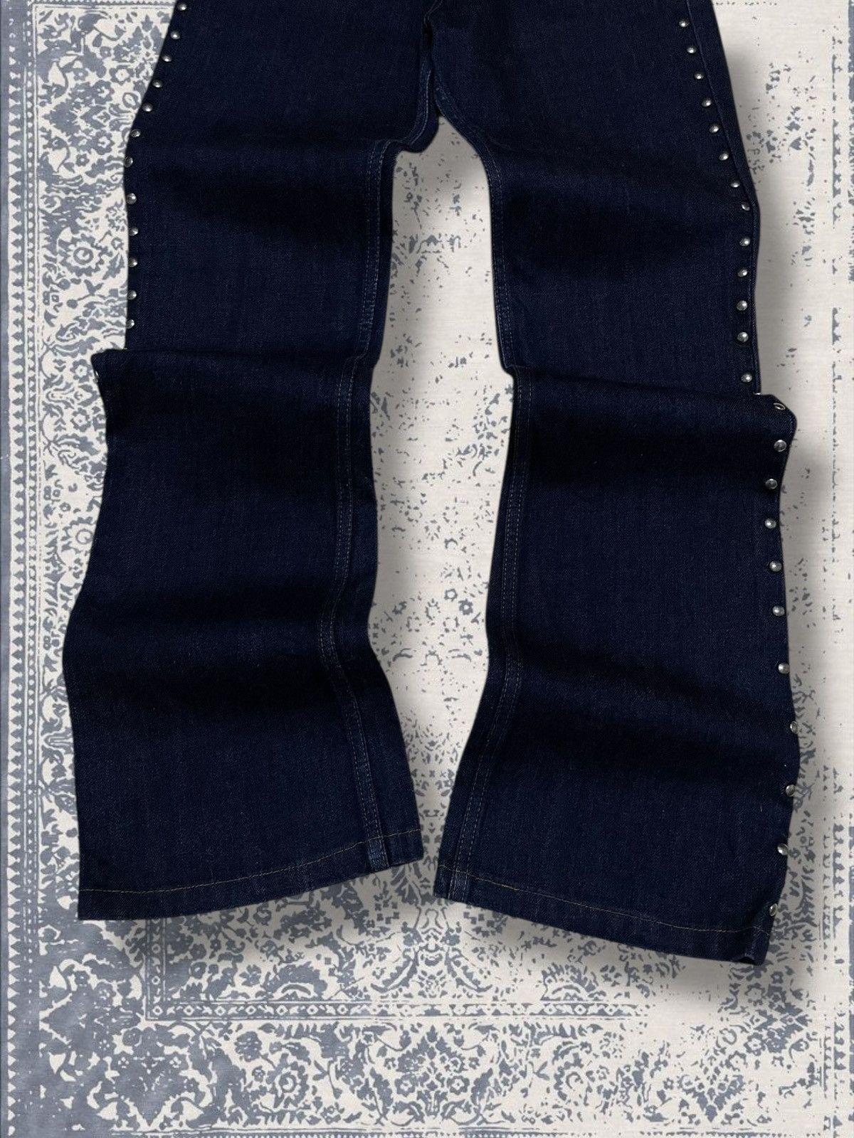 Designer × Fiorucci × Vintage Vintage Og 90s Designer Fiorucci Safety Flared Studded Denim Size US 26 / EU 42 - 3 Thumbnail