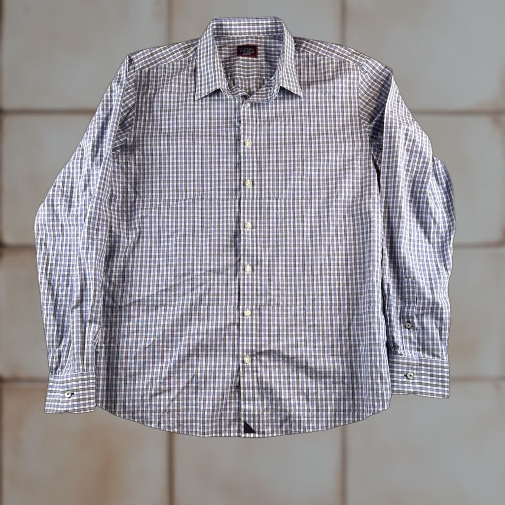 UNTUCKit UNTUCKit Shirt Mens XXL Blue Check Button Down Sleeve Preppy Long Sleeve Button-Up Chest Pocket Curved Hem Nylon Blend Regular Men Size US XXL / EU 58 / 5 - 1 Thumbnail