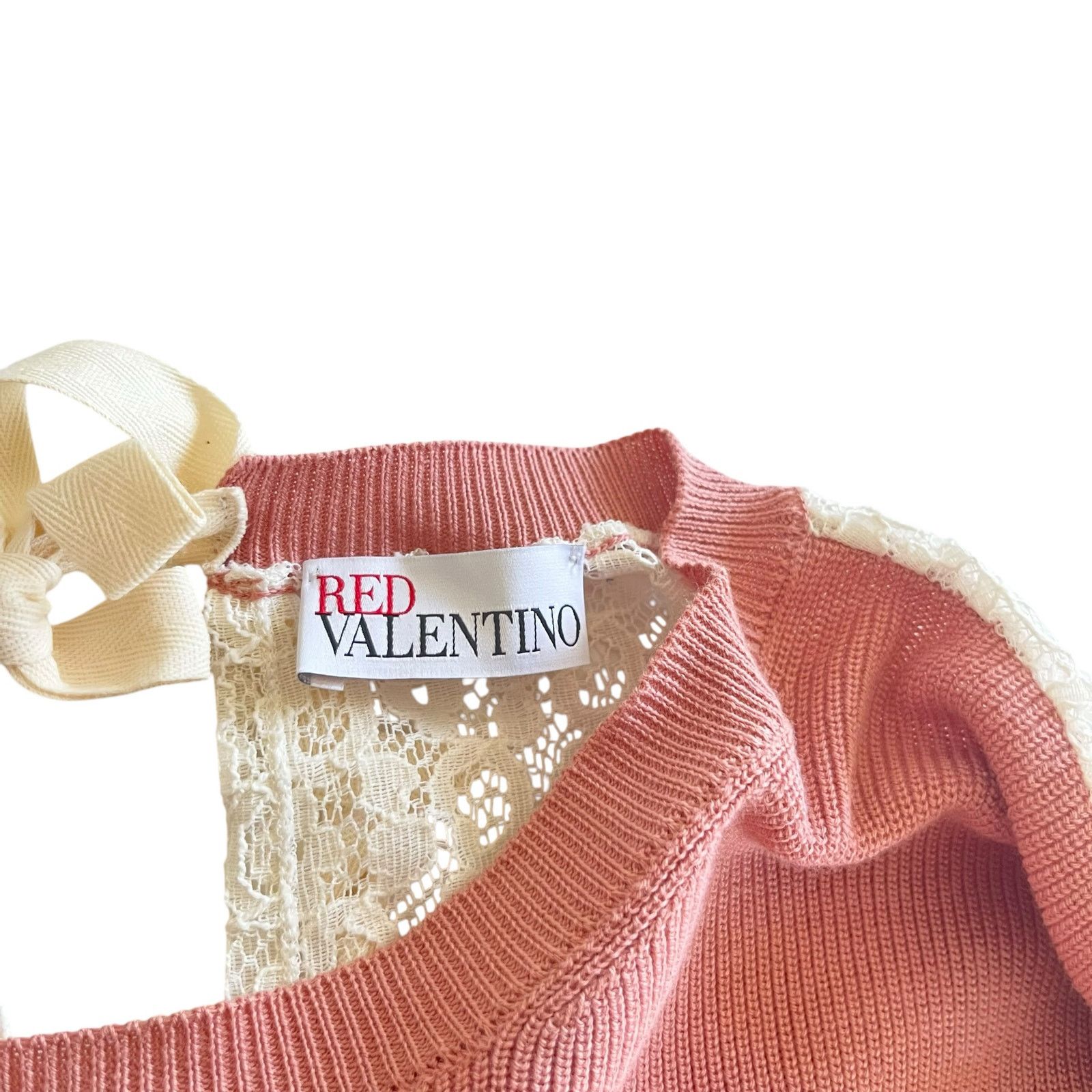 RED Valentino Red Valentino Mauve Rose Lace Tie Back Long Sleeve Top Size S / US 4 / IT 40 - 2 Thumbnail