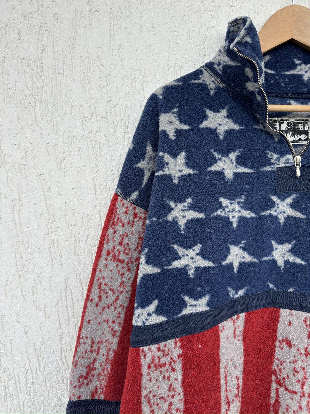 JET SET Vintage Jet Set Ski Fleece Jacket American Flag Polo Style Size US XL / EU 56 / 4 - 5 Thumbnail