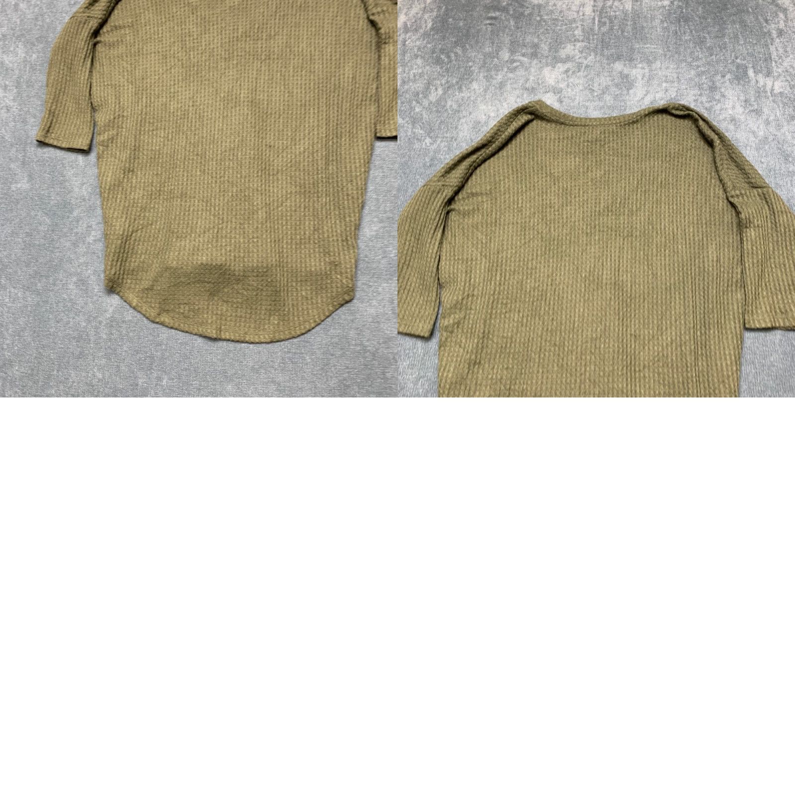 Express Express Top Womens S Olive Green Stretch Waffle Knit V Neck Round Hem Size S / US 4 / IT 40 - 9 Thumbnail