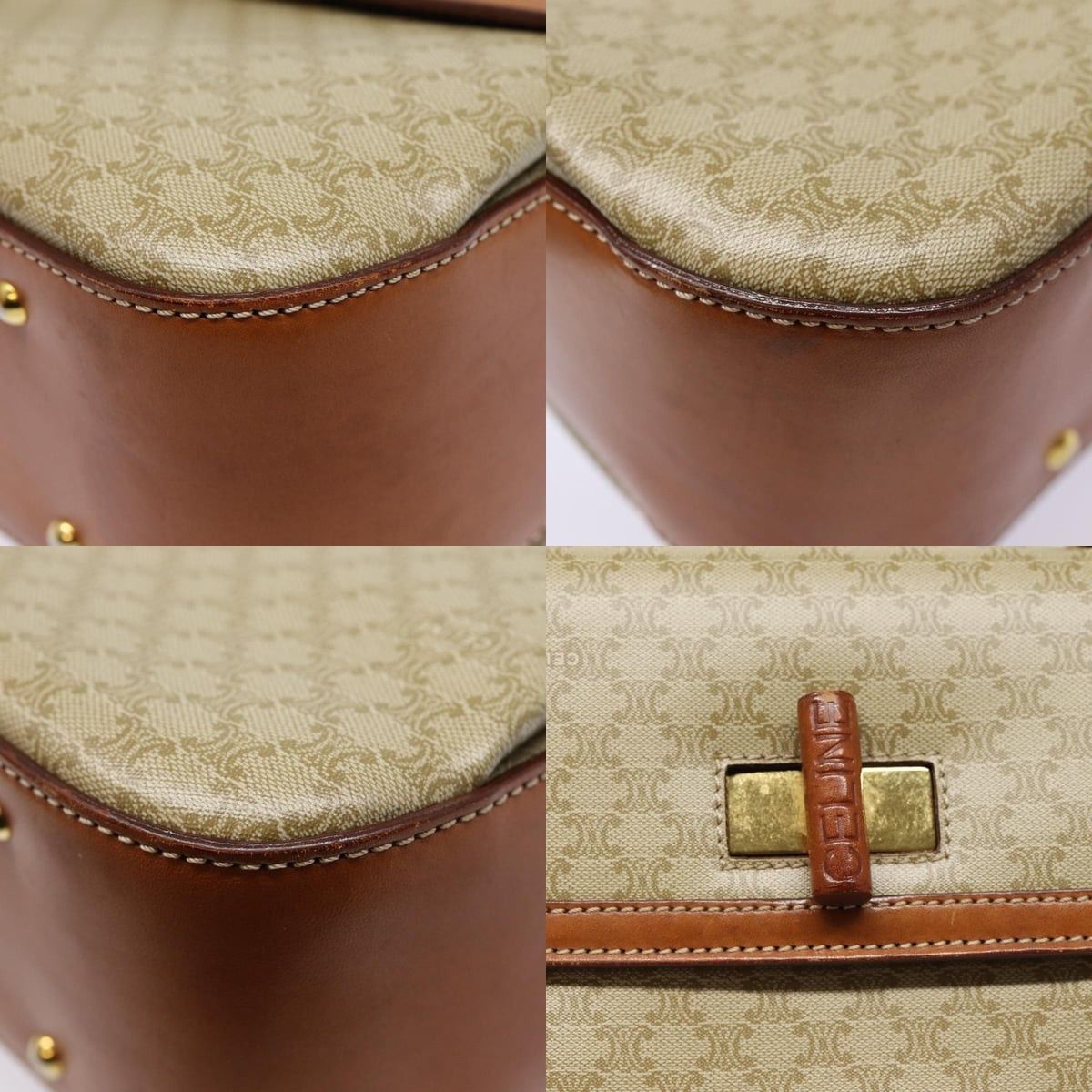 Celine CELINE Macadam Canvas Hand Bag Beige Gold Size ONE SIZE - 10 Thumbnail