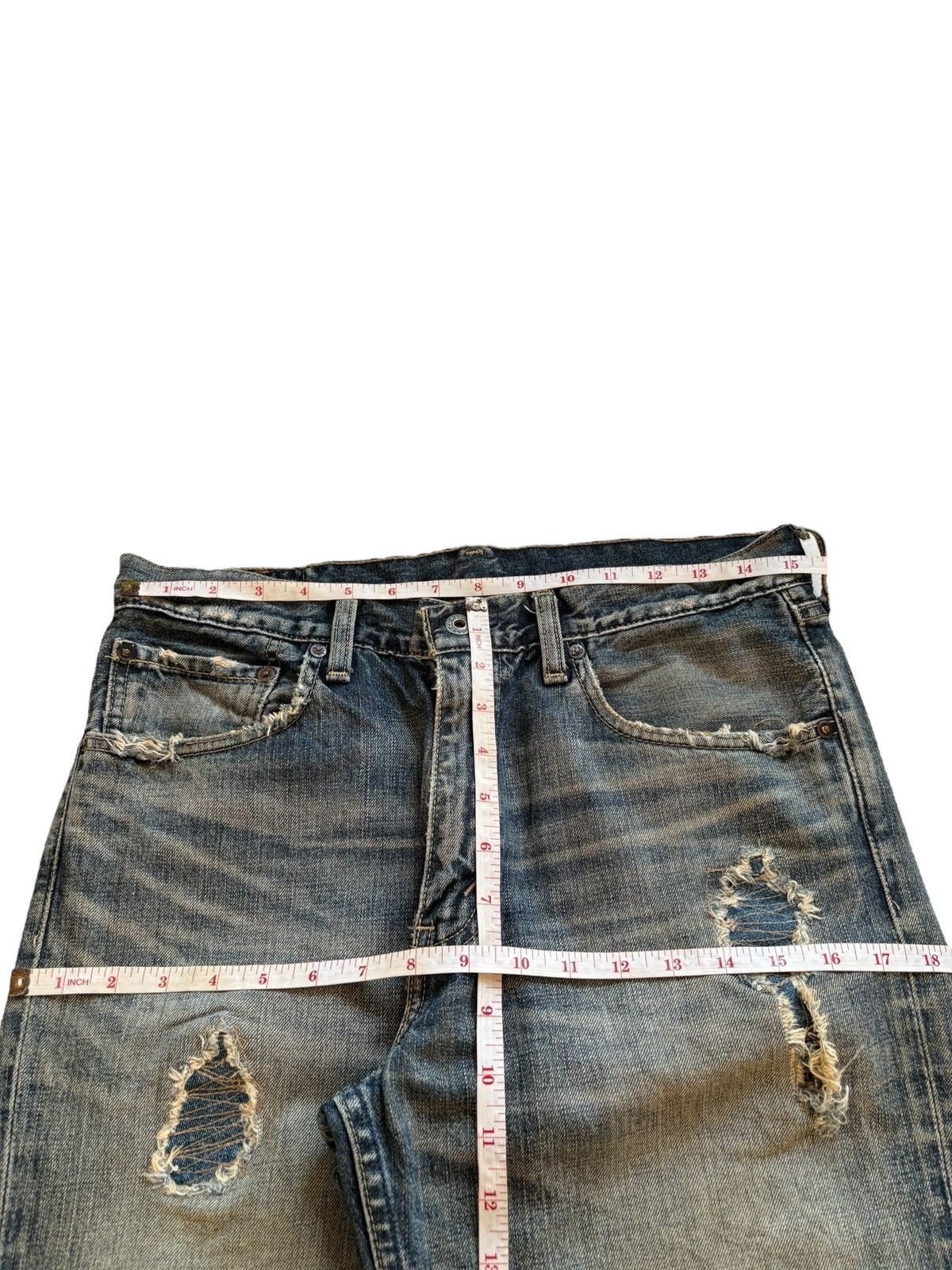 LVC × Levi's × Levi's Vintage Clothing Vintage 90s Levis 507 Patch Mud Wash Distress Rip Flare Jean Size US 31 - 12 Thumbnail