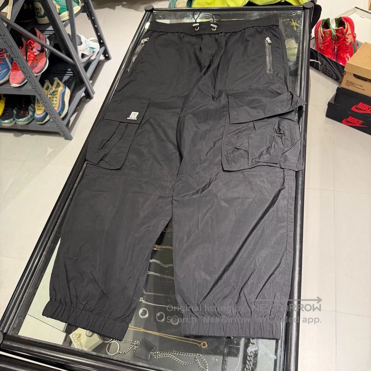 BALMAIN Black Nylon Pants.