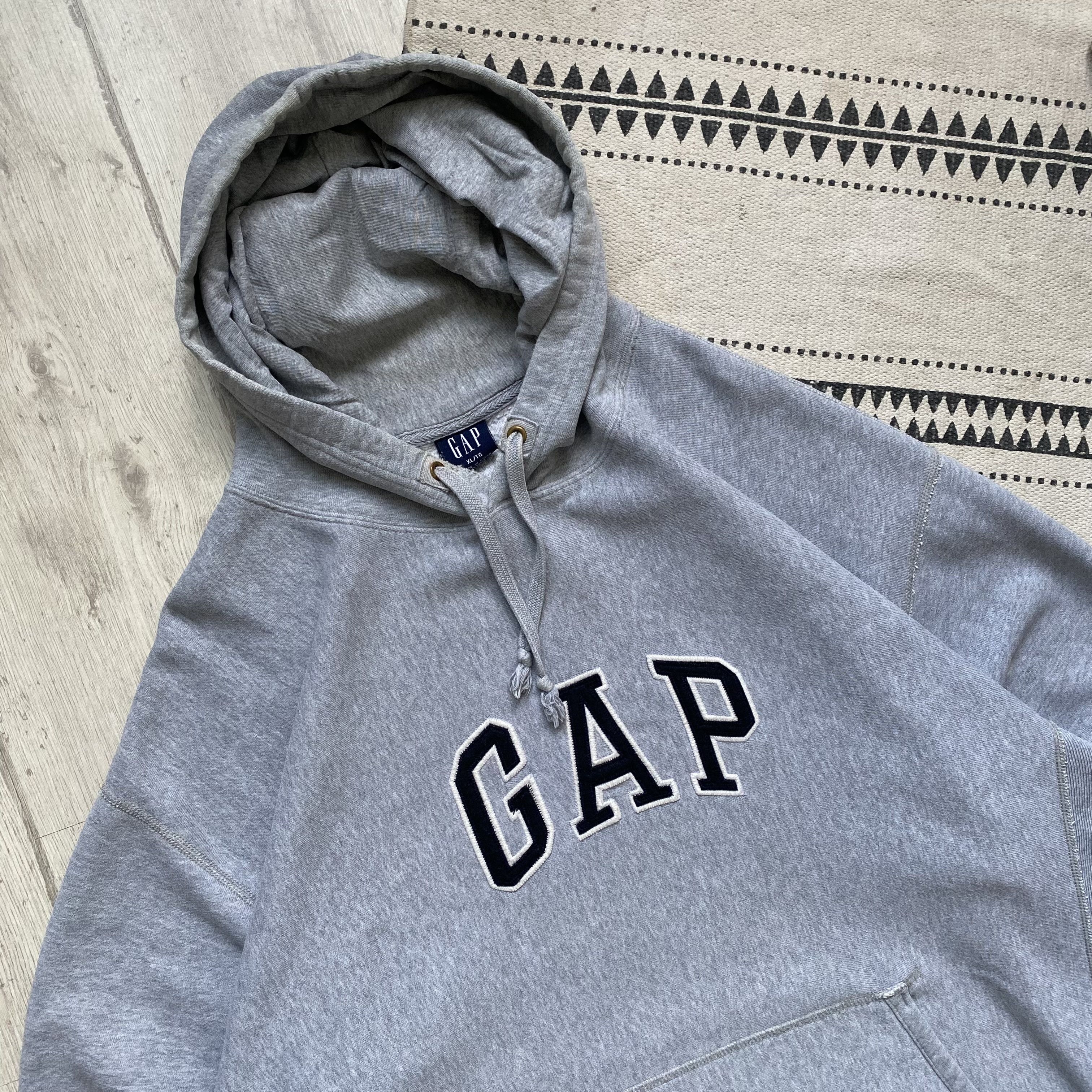 Gap Vintage Gap Boxy hoodie Center logo Distressed reverse weave Size US XL / EU 56 / 4 - 2 Thumbnail