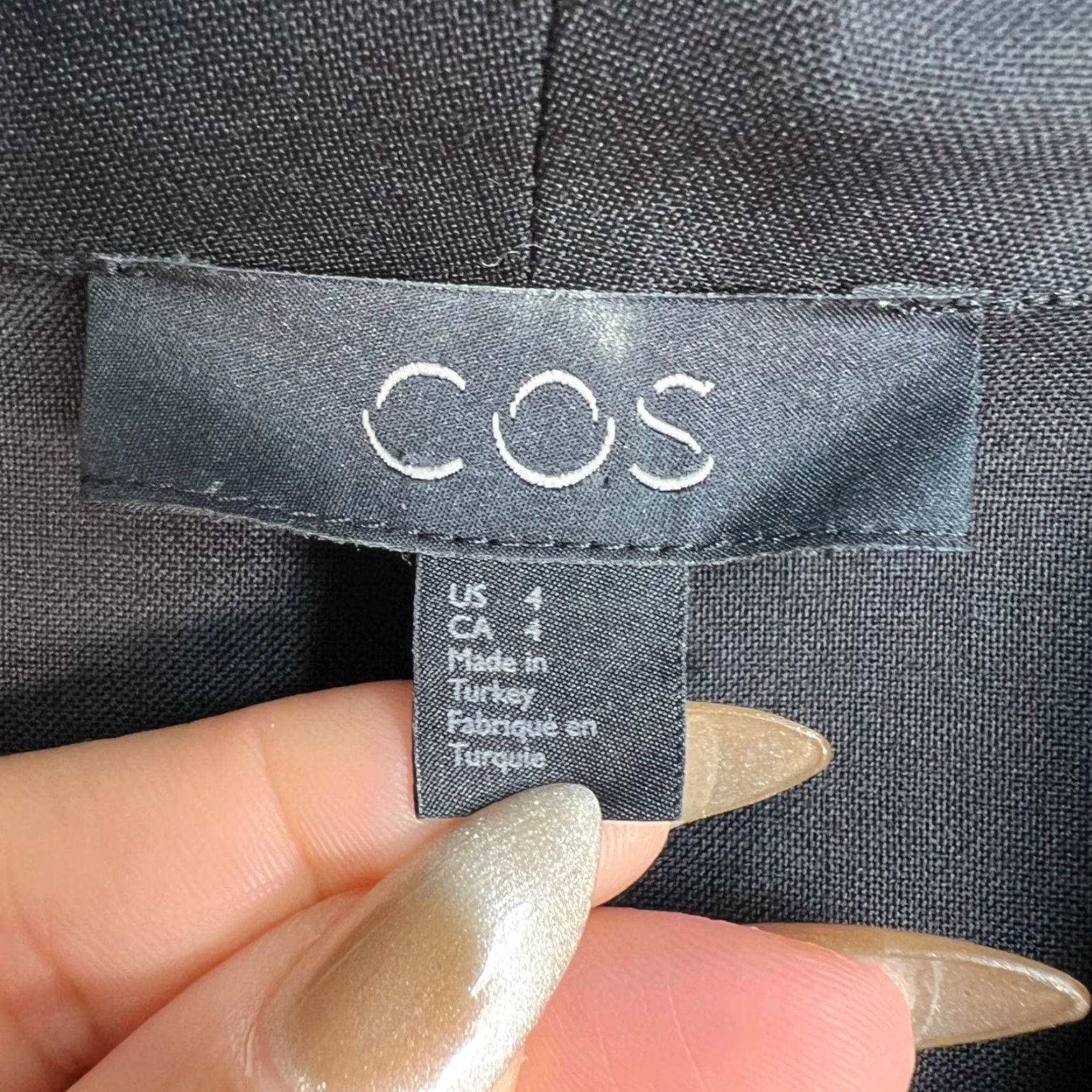 COS Black Short-Sleeve Jumpsuit Womens 4 V-Neck Button Detail