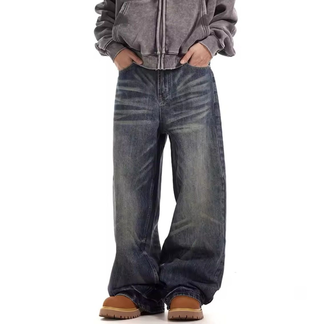 Jean Vintage Washed Loose Straight Jeans Size US 32 / EU 48 - 2 Thumbnail