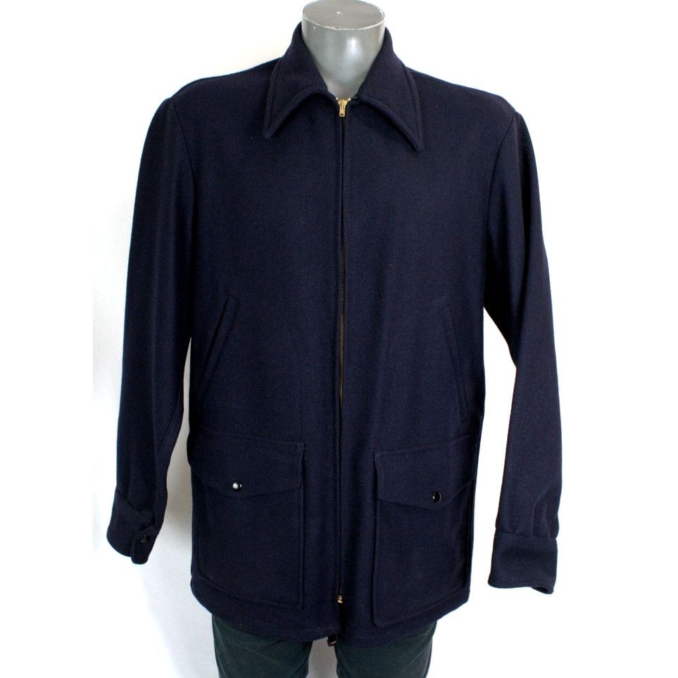 Pendleton outlets vintage knockabouts 100% virgin wool coat jacket navy blue large