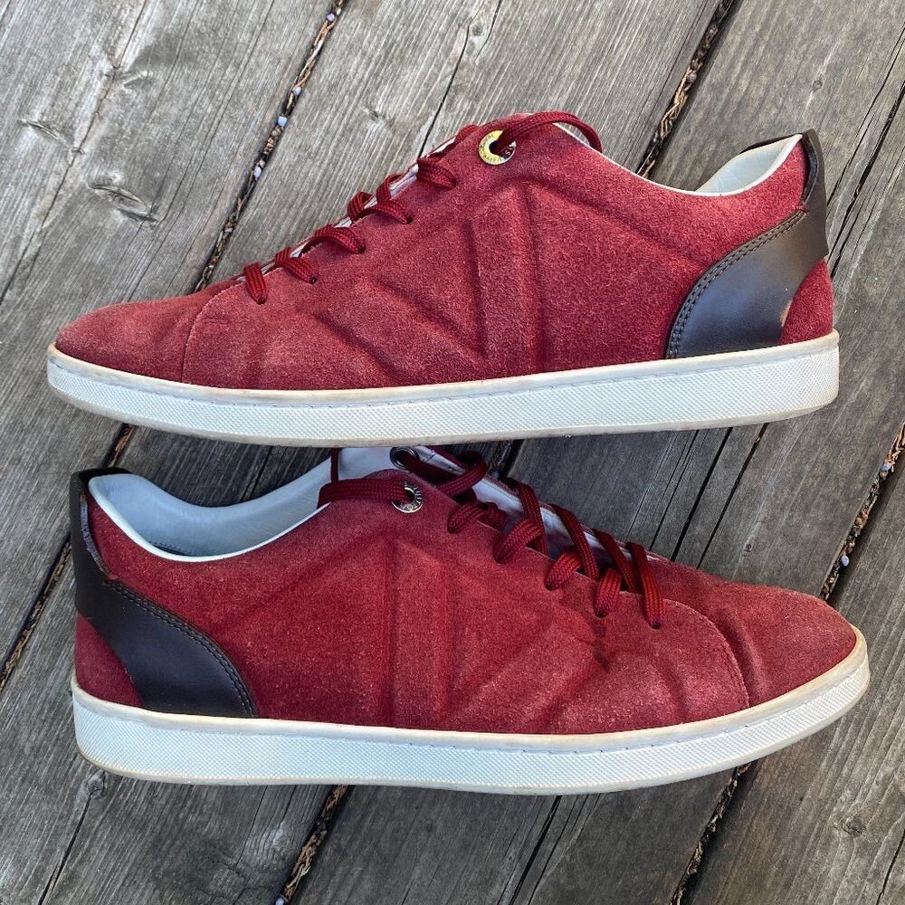 Louis Vuitton Louis Vuitton Burgundy/Black Suede and Leather Logo Lace Up Size US 7 / EU 40 - 1 Thumbnail