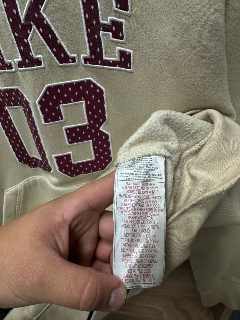 Nike × Nike ACG × Vintage Vintage Nike Beige Center Logo Hoodie Size US M / EU 48-50 / 2 - 10 Thumbnail