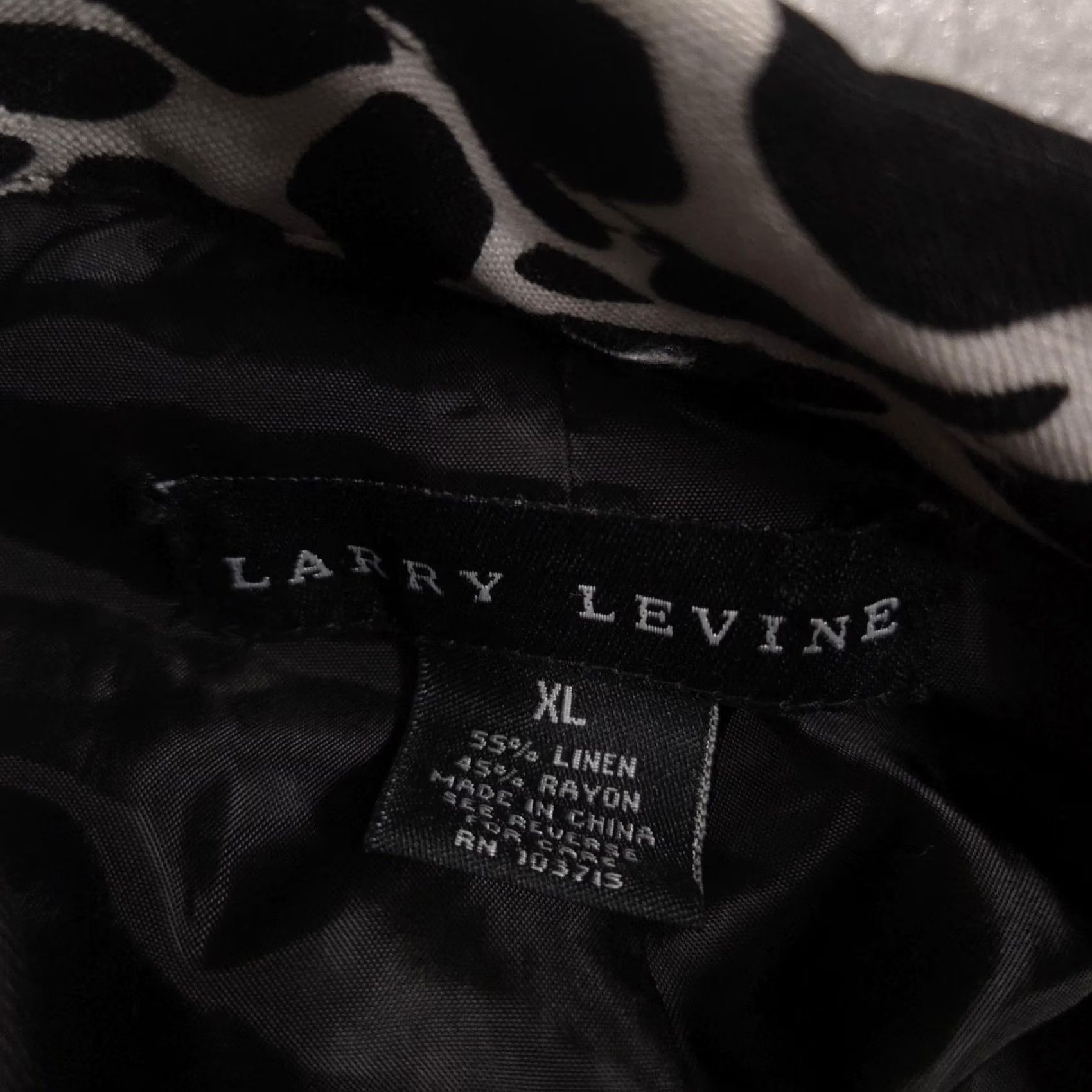 Vintage Larry Levine Blazer Womens XL Black White Animal Print Linen Short Sleeve Jacket Size 40" / US 18 - 6 Thumbnail