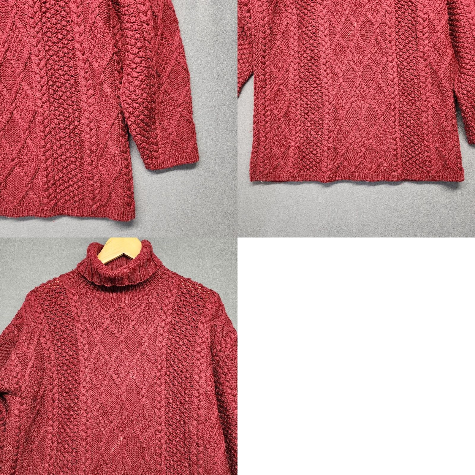 J.Crew J. Crew Cable Knit Turtleneck Sweater Womens Large 100% Wool Burgundy Fisherman Pullover Swing Knit Long Sleeve Wool Mens Womens Girls Boys Size L / US 10 / IT 46 - 9 Thumbnail