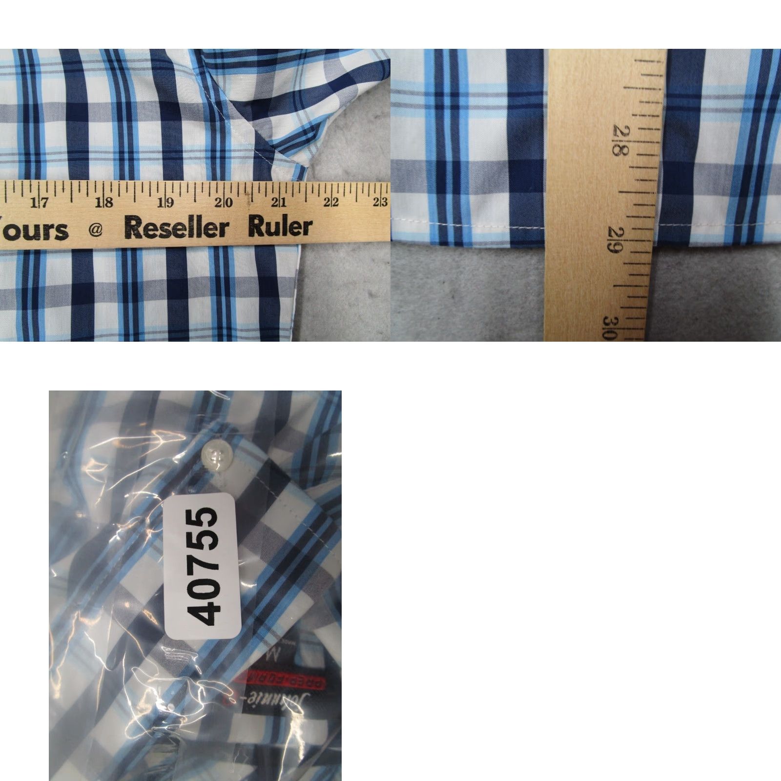 johnnie-O johnnie-O Shirt Men Medium Blue Check PREP-FORMANCE Button-Up Casual Work Size US M / EU 48-50 / 2 - 8 Thumbnail