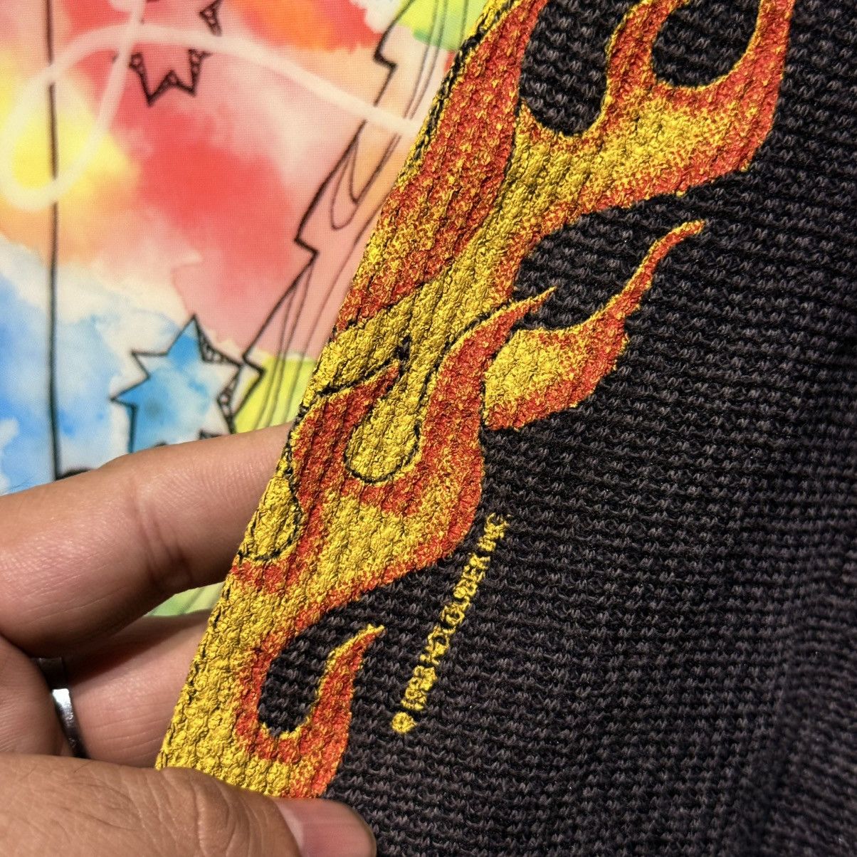 Harley Davidson VTG 1992 Harley Davidson Flame Thermal Waffle Knit Holoubek Size US L / EU 52-54 / 3 - 8 Thumbnail