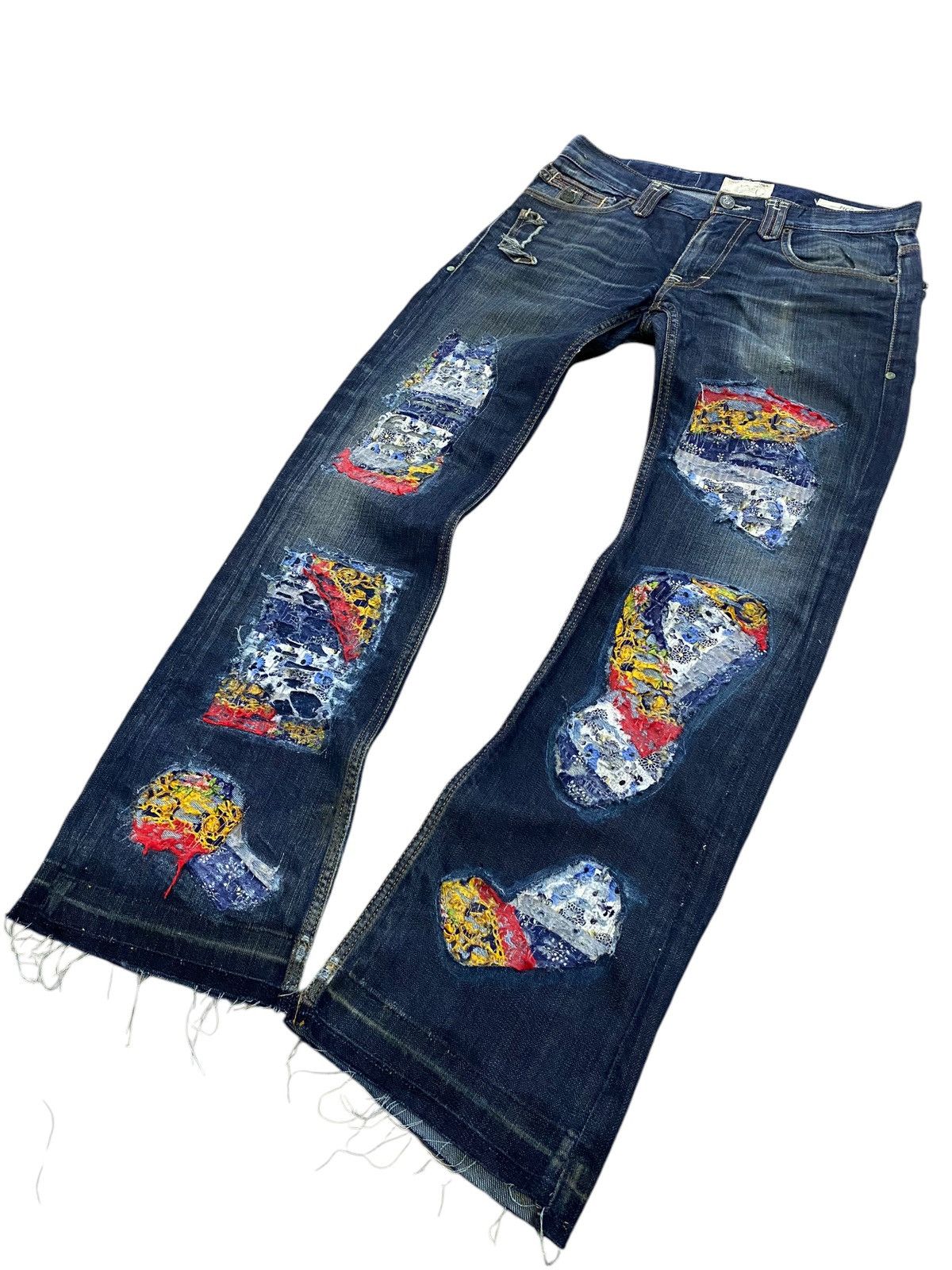 GOSTAR DE FUGA Flare Traveniti Japan Uruboro Distress Stich Denim Patchwork Size US 32 / EU 48 - 3 Thumbnail