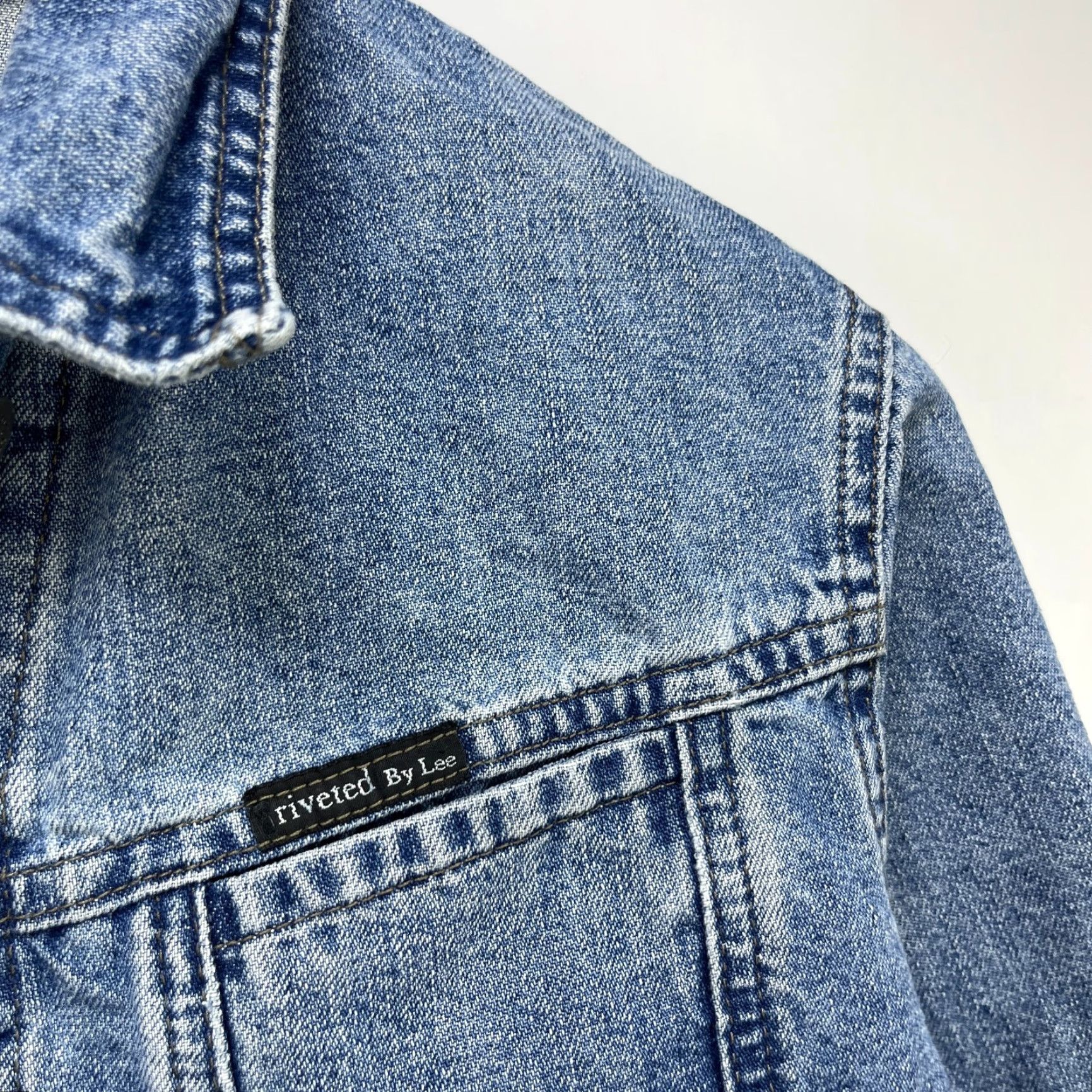 Lee VINTAGE Lee Riveted Denim Jacket Womens M Blue Biker Jacket Womens Medium Denim 90s Mens? Size M / US 6-8 / IT 42-44 - 3 Thumbnail