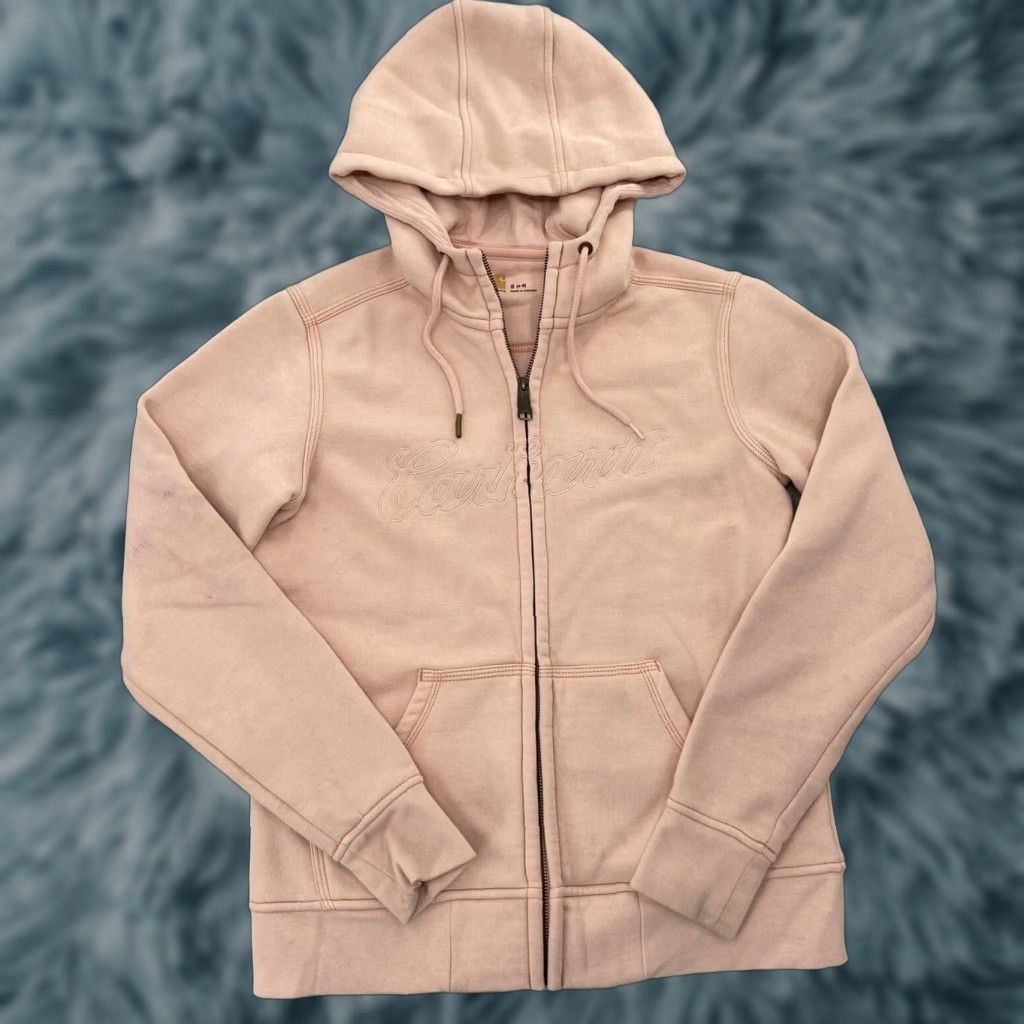 Carhartt CARHARTT Hoodie Womens Small Pink Full Zip Sweatshirt Logo Activewear 4-6 Size S / US 4 / IT 40 - 1 Thumbnail