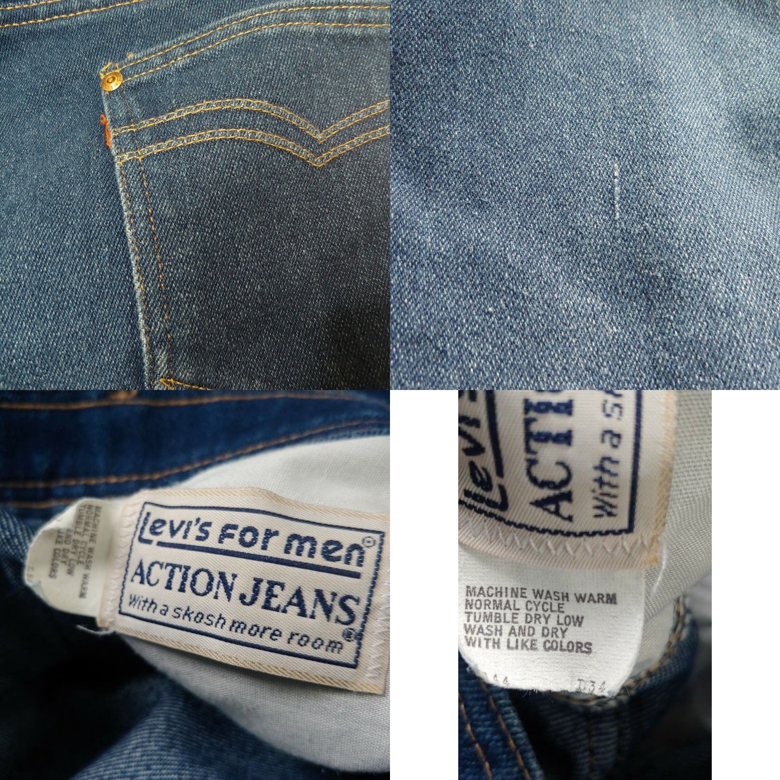 Levi's VINTAGE Levi's Action Jeans Men 43x28 Denim Blue Relaxed Fit 5-Pocket Straight Blue Jeans Retro 90s Mens Size US 43 - 8 Thumbnail
