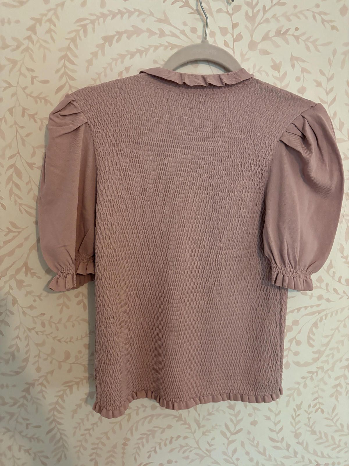 Designer NWT Catherine Malandrino Puff Sleeve Top - Blush Pink Size L / US 10 / IT 46 - 5 Thumbnail