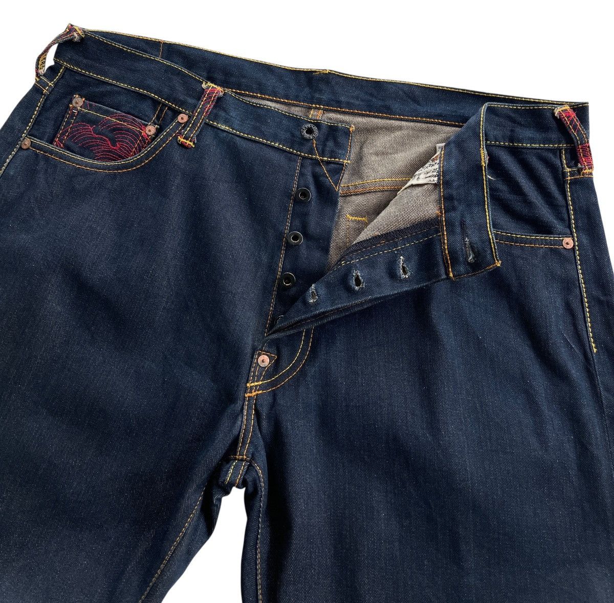 Red Monkey RMC Jeans Scarlet Tsunami Wave By Martin Ksohoh Size US 39 - 6 Thumbnail