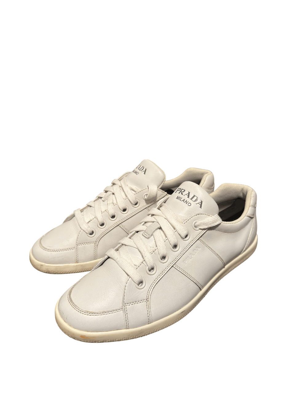 Prada Prada Milano White Leather Sneakers Size 8 Size US 9 / EU 42 - 1 Thumbnail