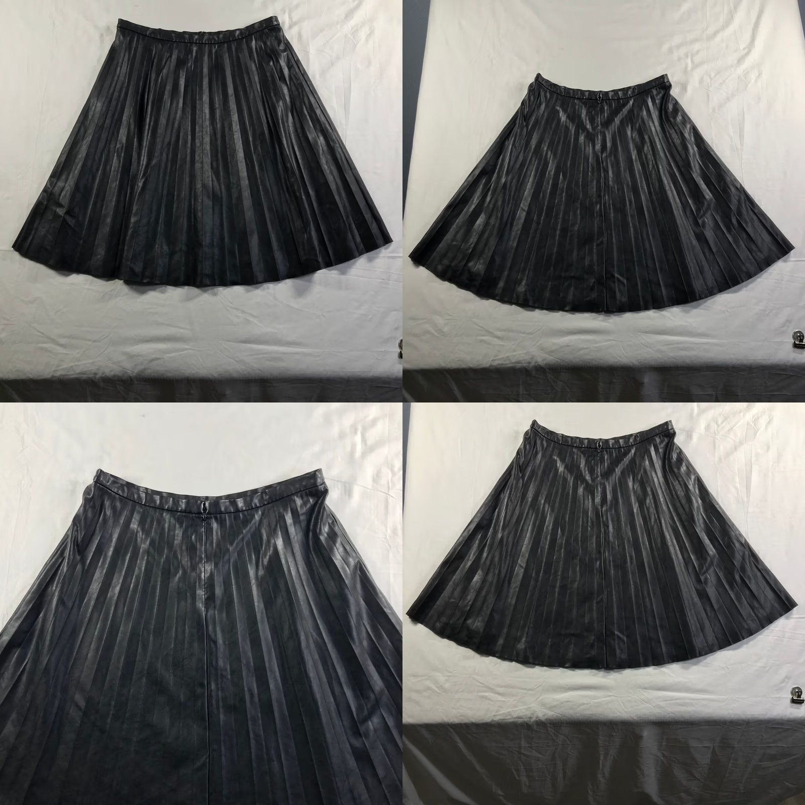 J.Crew J.CREW Black Faux Leather Midi Skirt Size 14 Vegan A-Line - Dark Academia Style Size 36" / US 14 / IT 50 - 8 Thumbnail