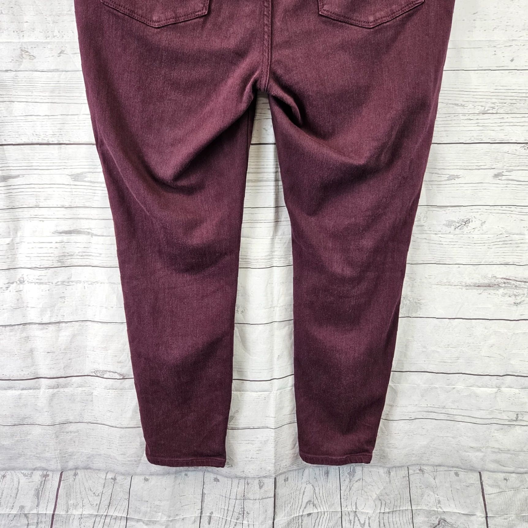 Vintage Lila Ryan Womens Cropped Pants Sz 30P Burgundy Mid Rise Cotton Blend Skinny Front Zip Petite Size 30" / US 8 / IT 44 - 5 Thumbnail