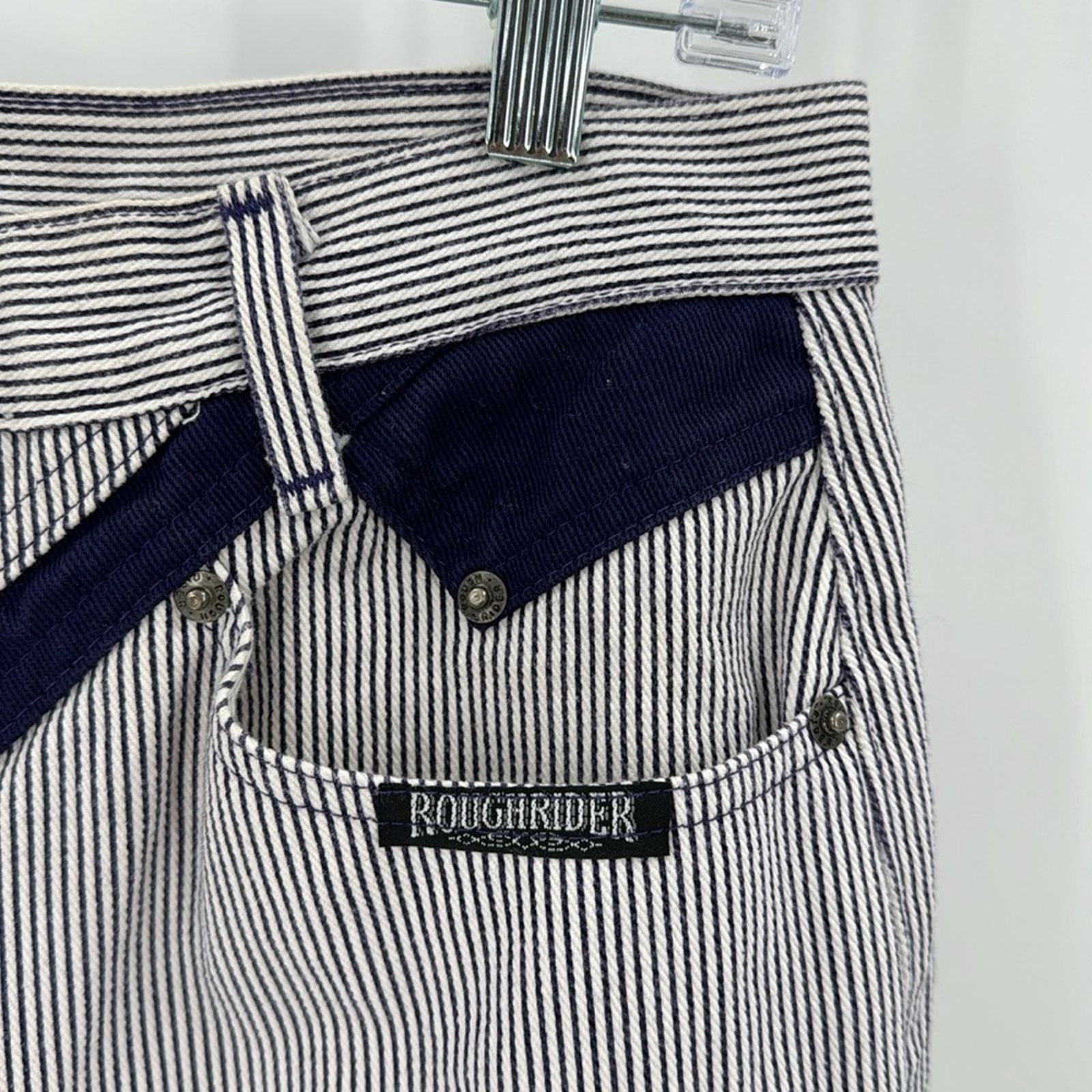 Vintage Vintage Roughrider blue pin striped high waisted jeans 11 Size 32" / US 10 / IT 46 - 3 Thumbnail