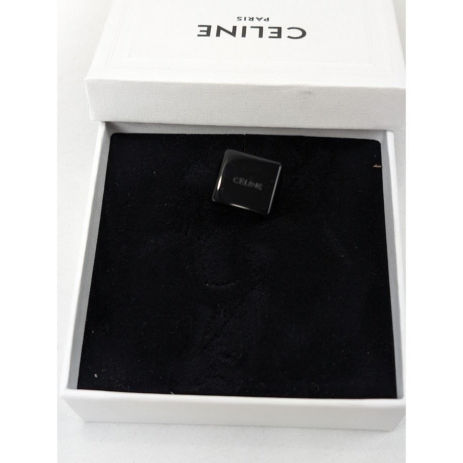 Celine o1rshd1 Size: 58 / Square Ring in Pexiglass in Black Size ONE SIZE - 10 Thumbnail