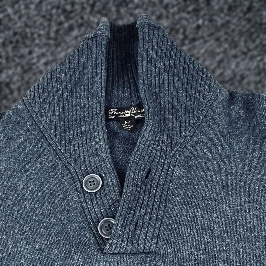 Pronto Uomo VINTAGE? No. Pronto Uomo Sweater Men M Blue Shawl Collar Knit Pullover E43 Size US M / EU 48-50 / 2 - 1 Thumbnail