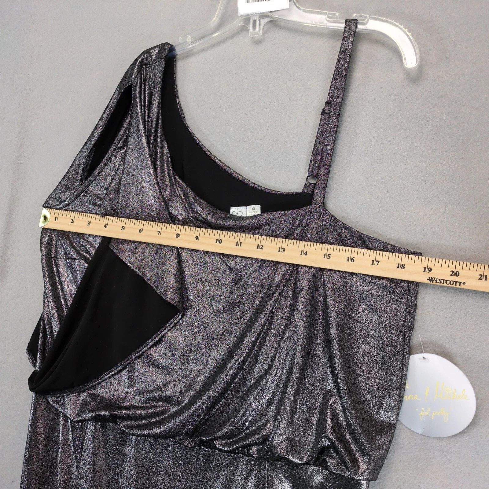 Other NWT Emma & Michele One-Shoulder Metallic Blouson Dress XL Size XL / US 12-14 / IT 48-50 - 5 Thumbnail