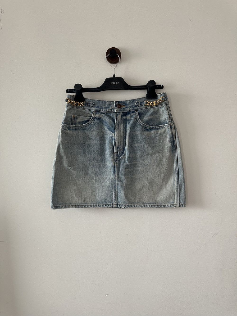 Celine CELINE Chain Detail Denim Mini Skirt Size 29 Size 29" - 1 Thumbnail