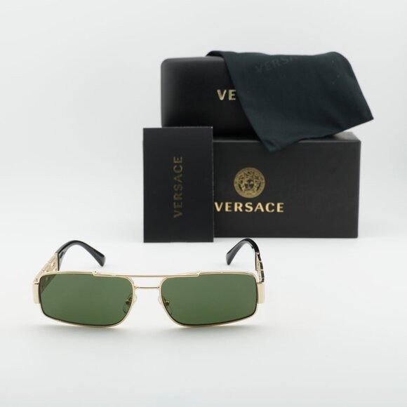 Versace Versace VE2257 100271 Sunglasses Shiny Gold Rectangle Frame Size ONE SIZE - 10 Thumbnail