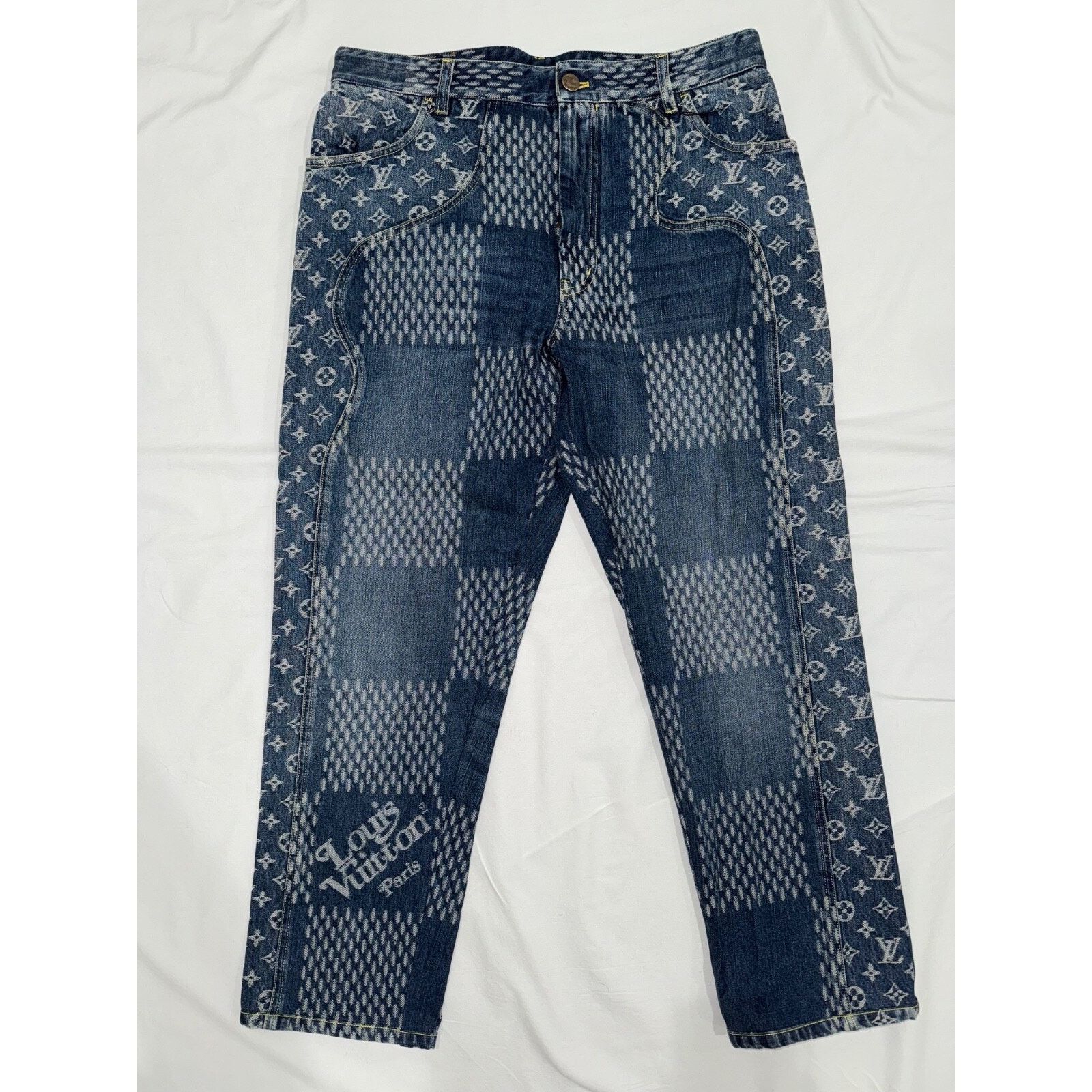 Louis Vuitton Louis Vuitton x Nigo Giant Damier Waves Monogram Logo Blue Size US 32 / EU 48 - 4 Thumbnail