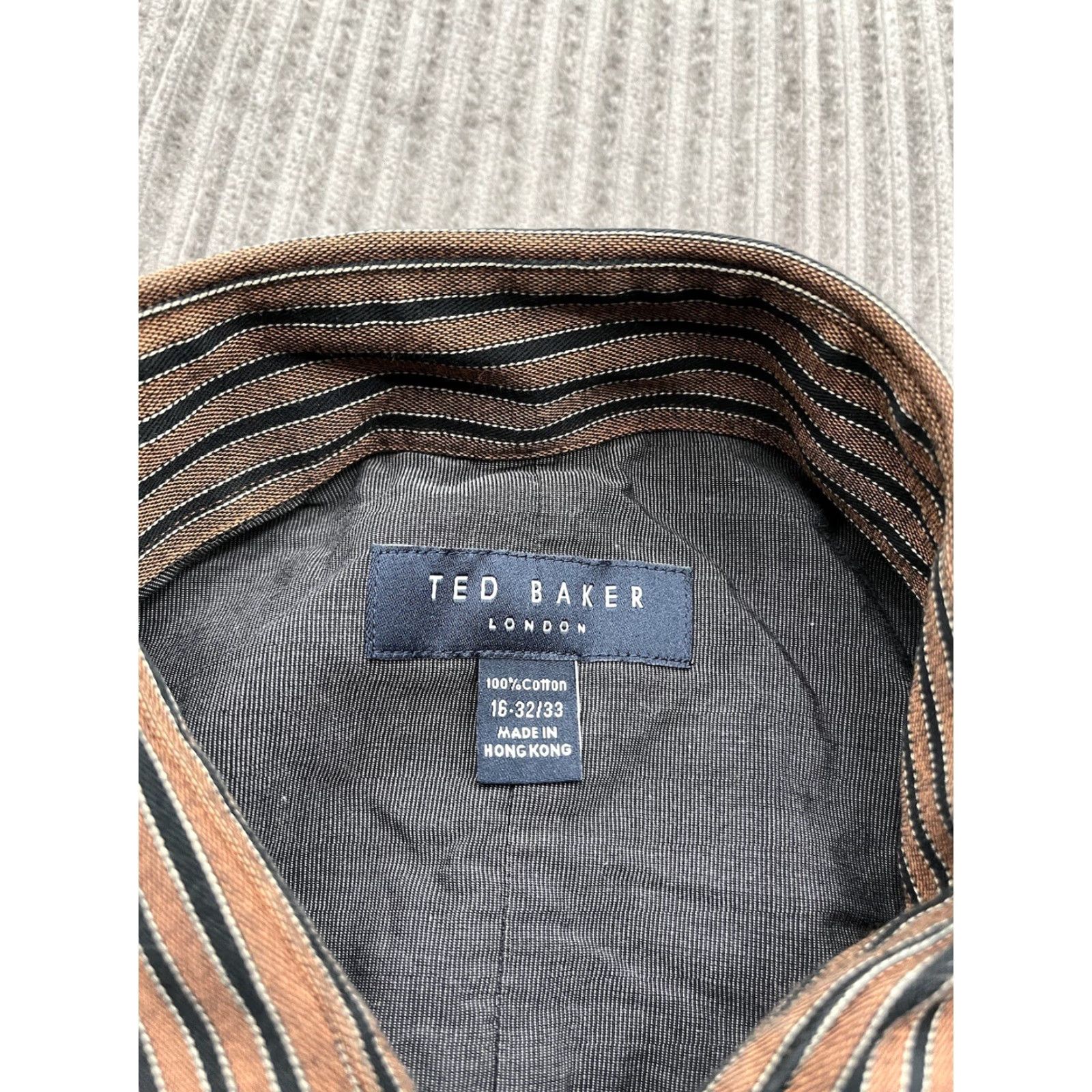 Ted Baker Ted Baker Long Sleeve Button-Up Shirt Men 16 Multicolor Striped Casual Formal Button-Down Collar Brown Black Size US L / EU 52-54 / 3 - 3 Thumbnail