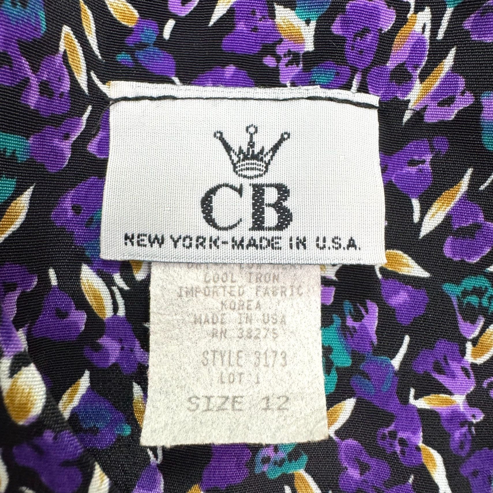 Vintage VINTAGE CB New York 90s Floral Blouse Womens 12 Purple Black Long Sleeve Floral Shirt Womens Regular Purple 90s Bohemian Retro Blouse Size XL / US 12-14 / IT 48-50 - 5 Thumbnail