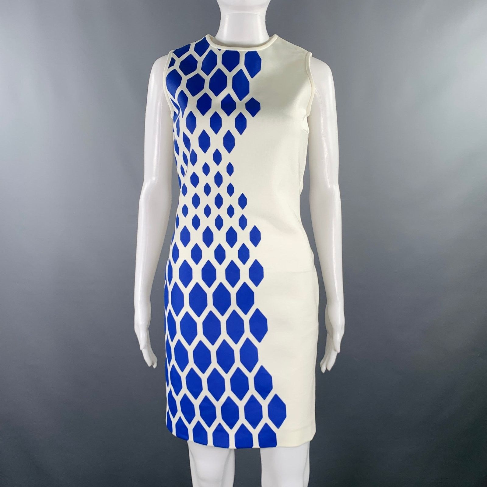 Other DAVID KOMA Size 6 White Blue Geometric Mini Cocktail Dress Size M / US 6-8 / IT 42-44 - 1 Thumbnail