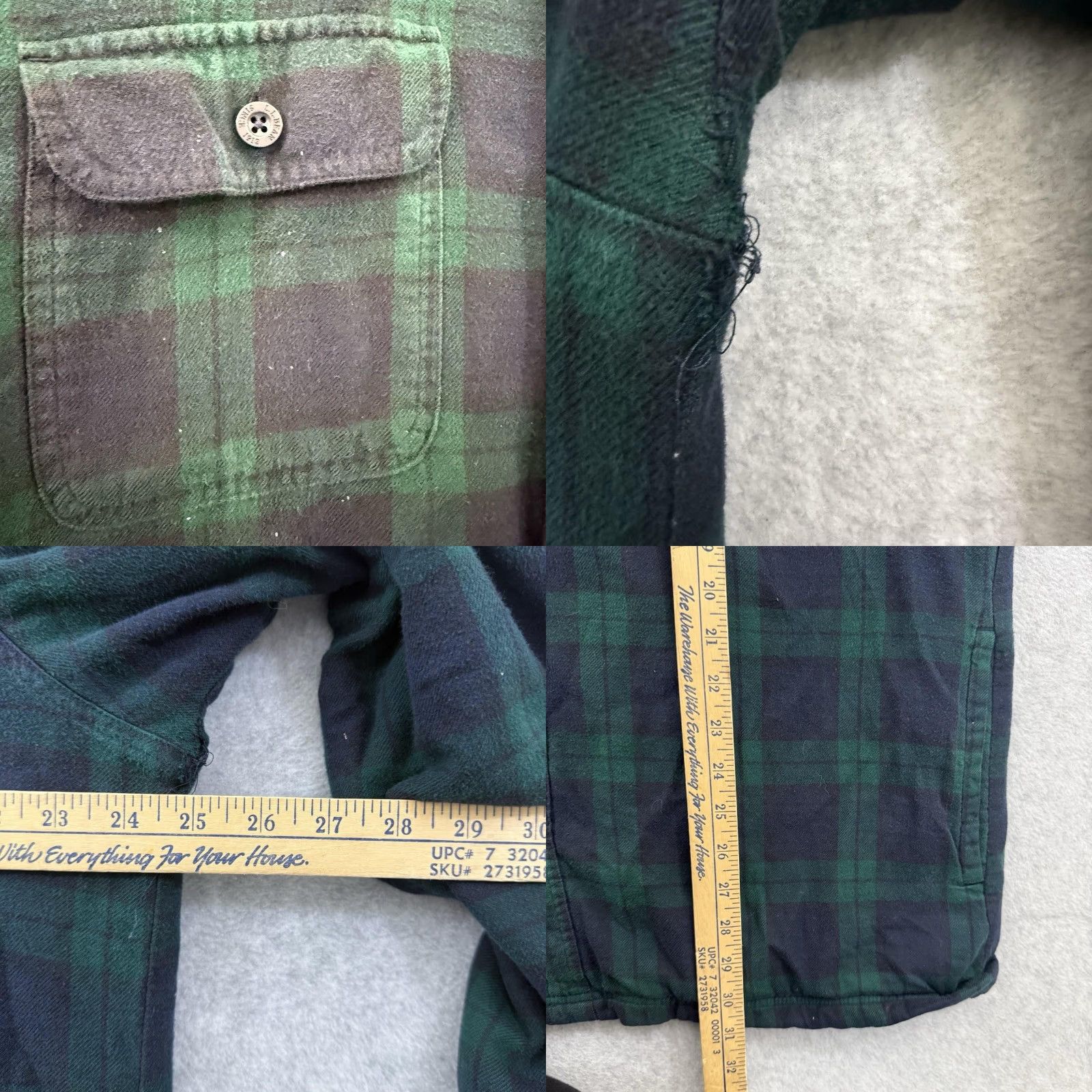 Vintage LL Bean Shirt Men L Green Plaid Fleece-Lined Flannel Button-Up Traditional Fit, Casual, Workwear, Cotton Polyester, Vintage Size US L / EU 52-54 / 3 - 8 Thumbnail