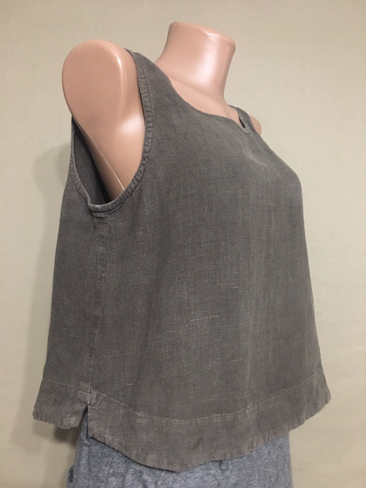 Designer OSKA Linen Khaki Green Tank Top Blouse Size 1 Size S / US 4 / IT 40 - 2 Thumbnail