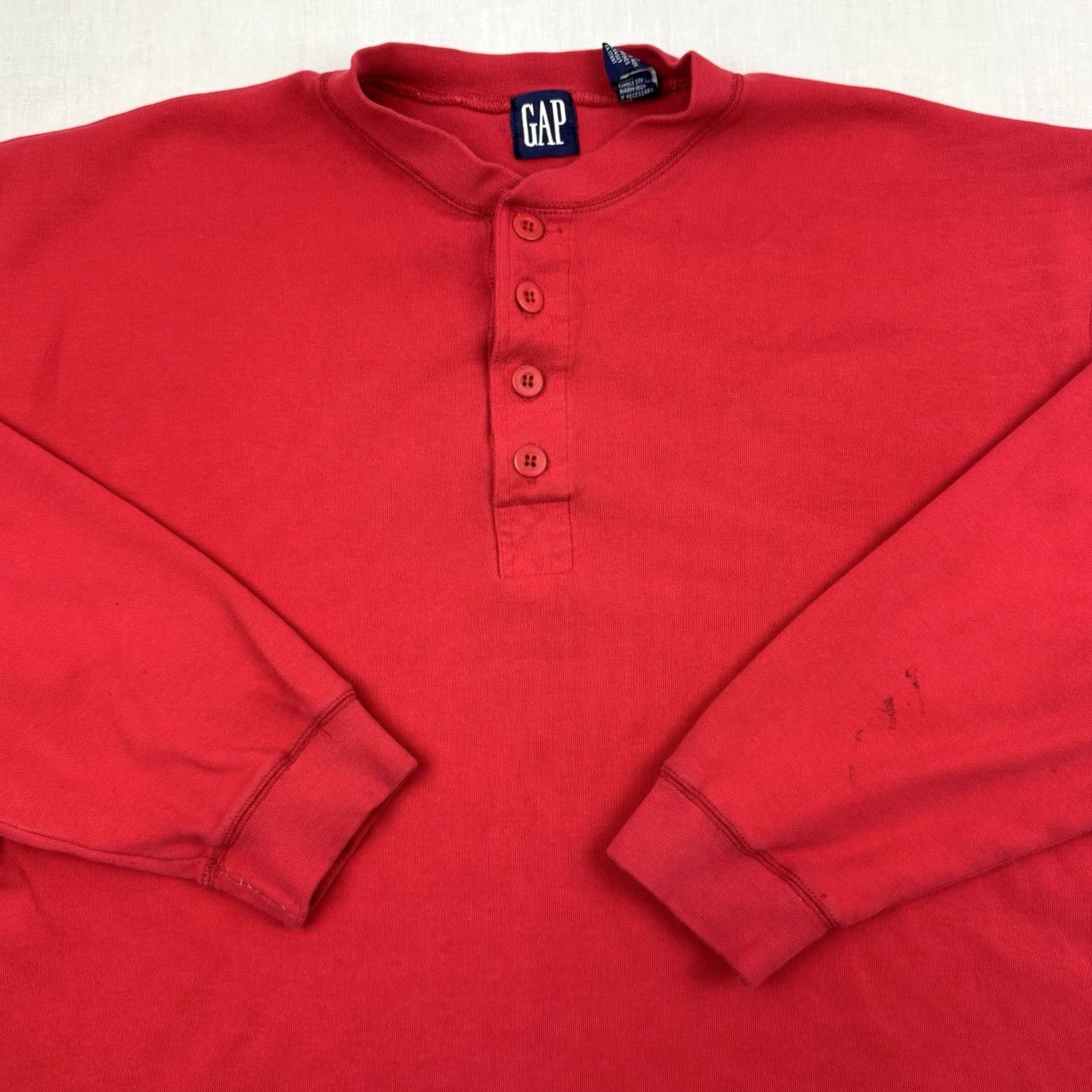Gap VINTAGE Gap Henley Shirt Adult Medium Long Sleeve Red 90s Y2K Hipster Button Up Shirt Mens Size US M / EU 48-50 / 2 - 2 Thumbnail