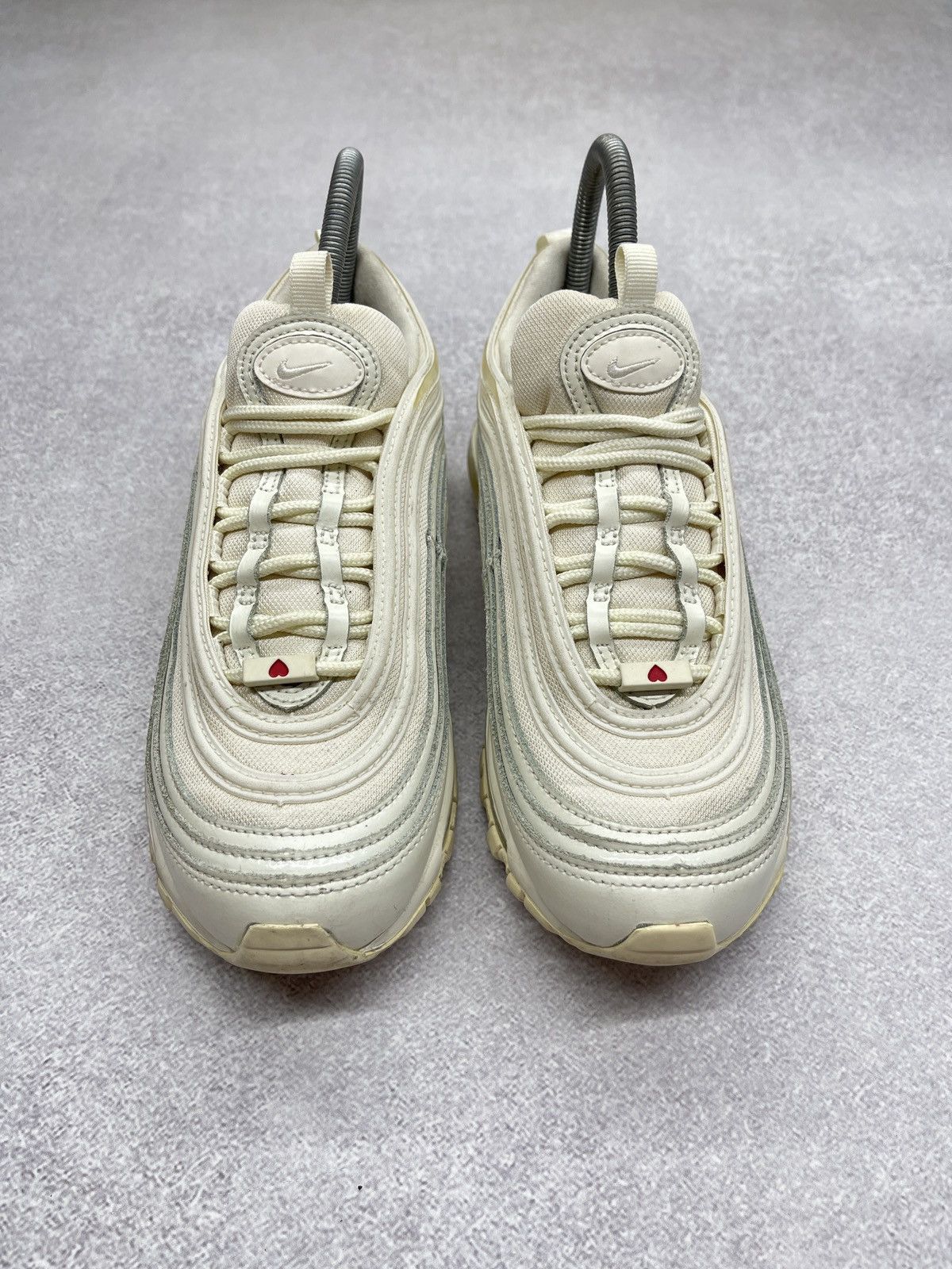 Nike Women Nike Air Max 97 Triple White Sneakers Love Heart Size US 7 / IT 37 - 5 Thumbnail