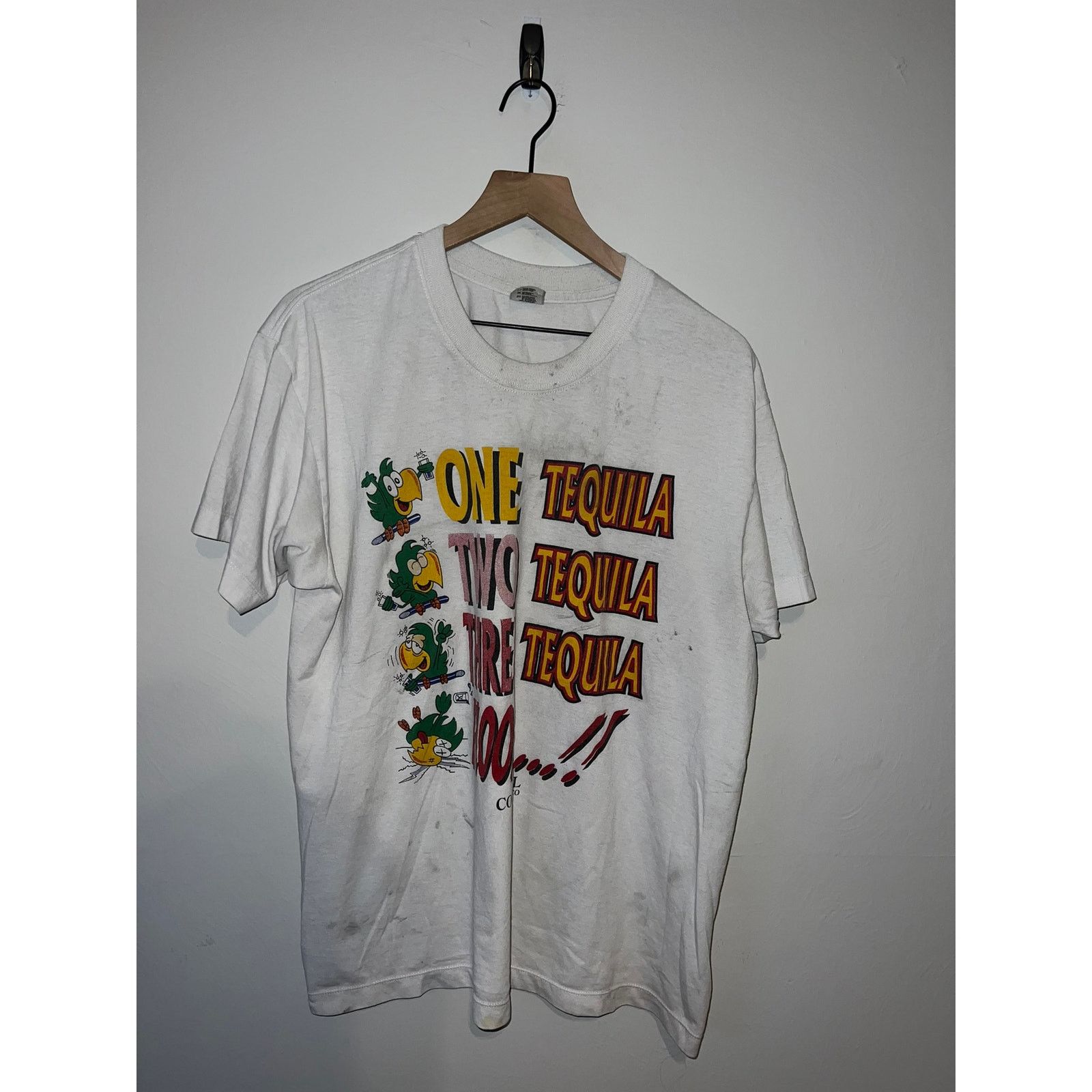 Vintage Vintage Tequila Shirt One Two Three Floor Mexico Worn 90s XL Size US XL / EU 56 / 4 - 1 Thumbnail