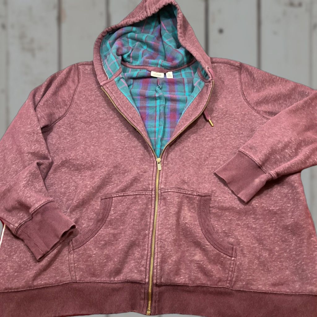 Vintage VINTAGE L.L.Bean Zip Hooded Sweatshirt Shirt Hooded Lined 3XL Burgundy Plaid Flannel 90s Mens Size US XXL / EU 58 / 5 - 1 Thumbnail