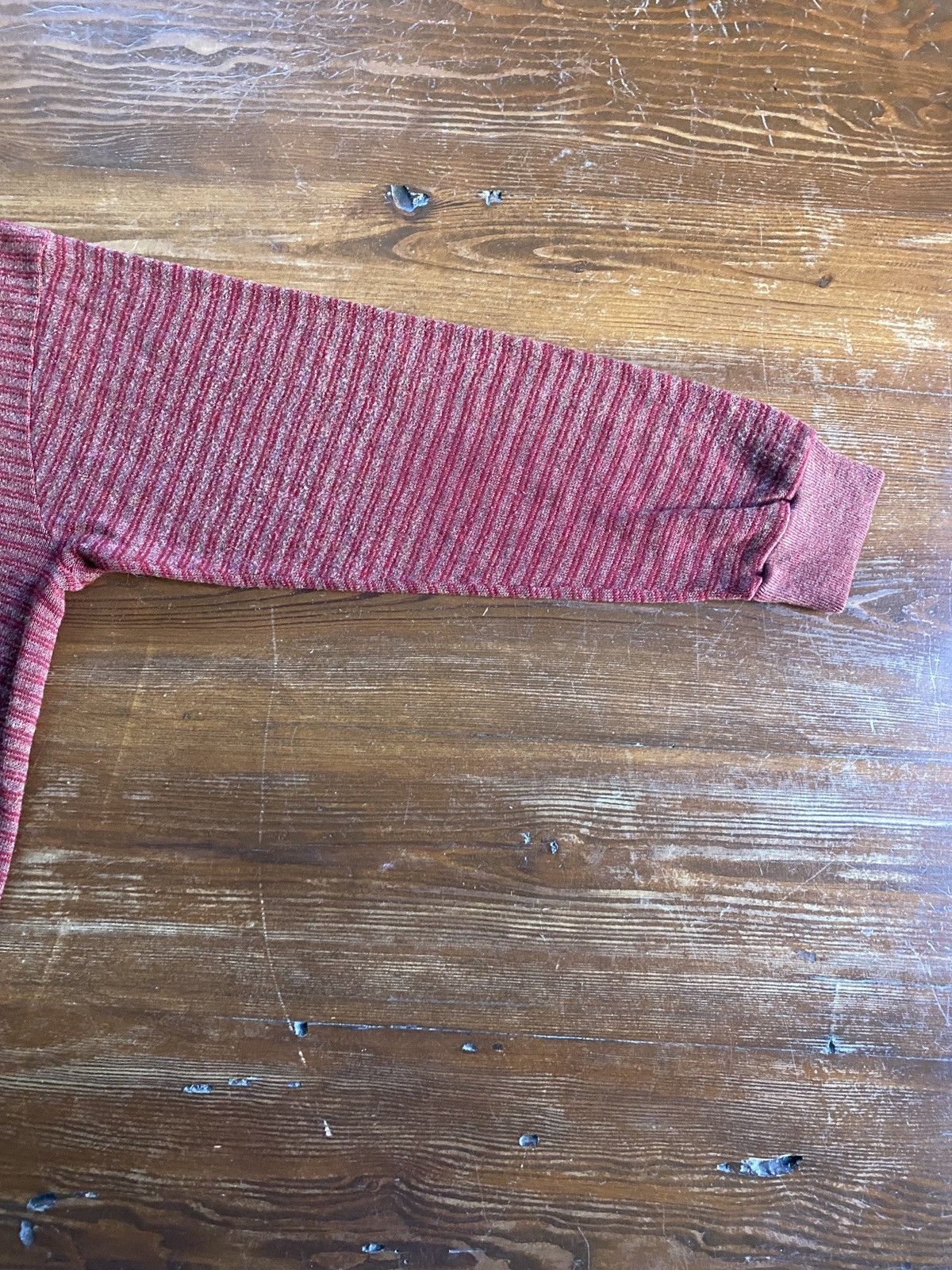 Vintage Vintage 60’s Creslon & Rayon Maroon Striped Knit Sweater Size US M / EU 48-50 / 2 - 9 Thumbnail