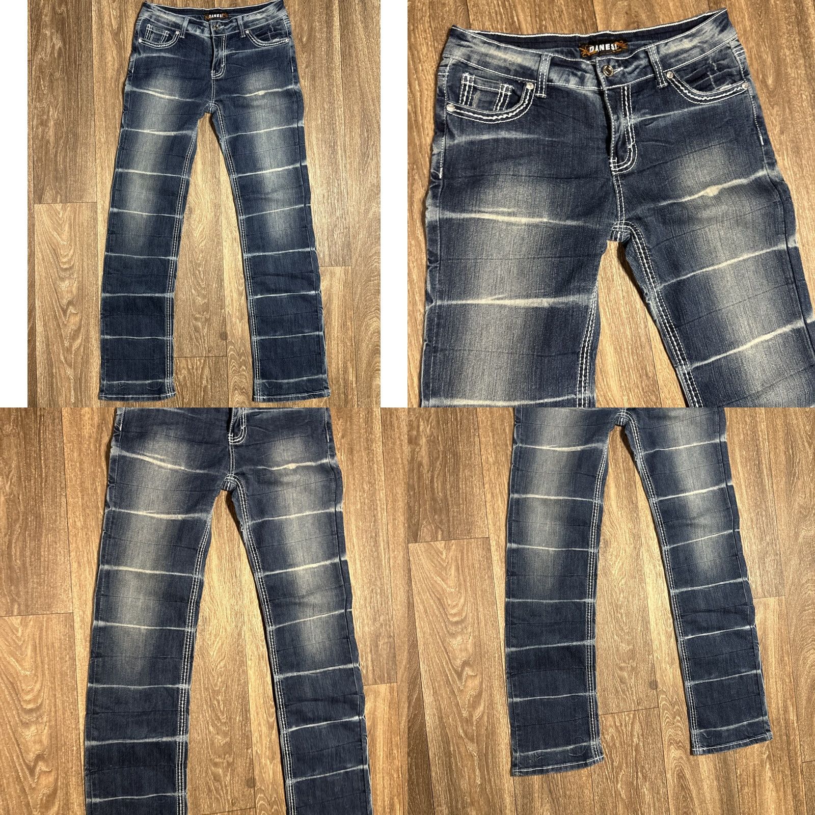 Denime VINTAGE Y2K Jeans Flared Hip Hop Denim Striped 7 30x32 Women Size 28" / US 6 / IT 42 - 8 Thumbnail