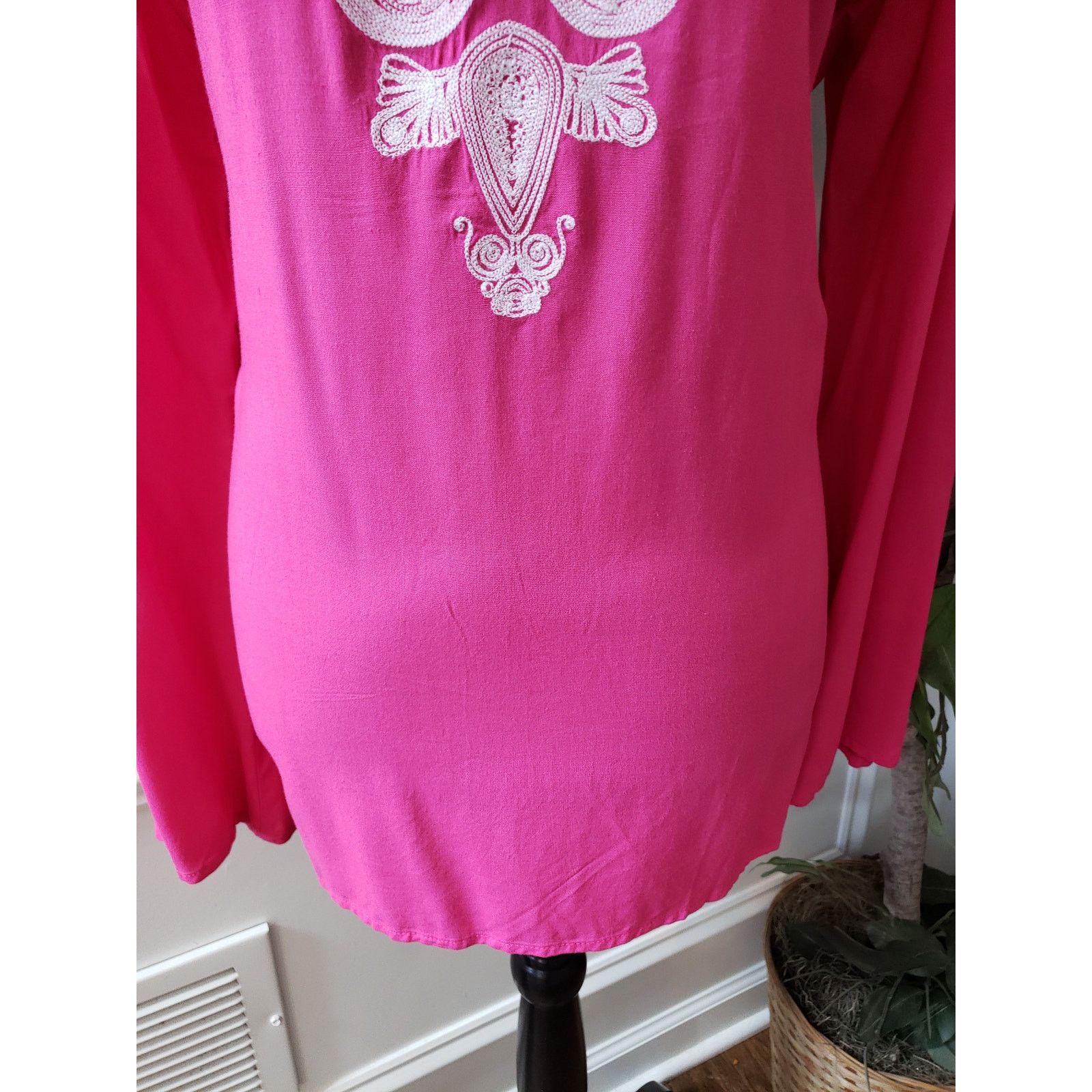 The Unbranded Brand Melissa Paige Tunic Top M Pink Embroidered Boho Peasant Size M / US 6-8 / IT 42-44 - 5 Thumbnail