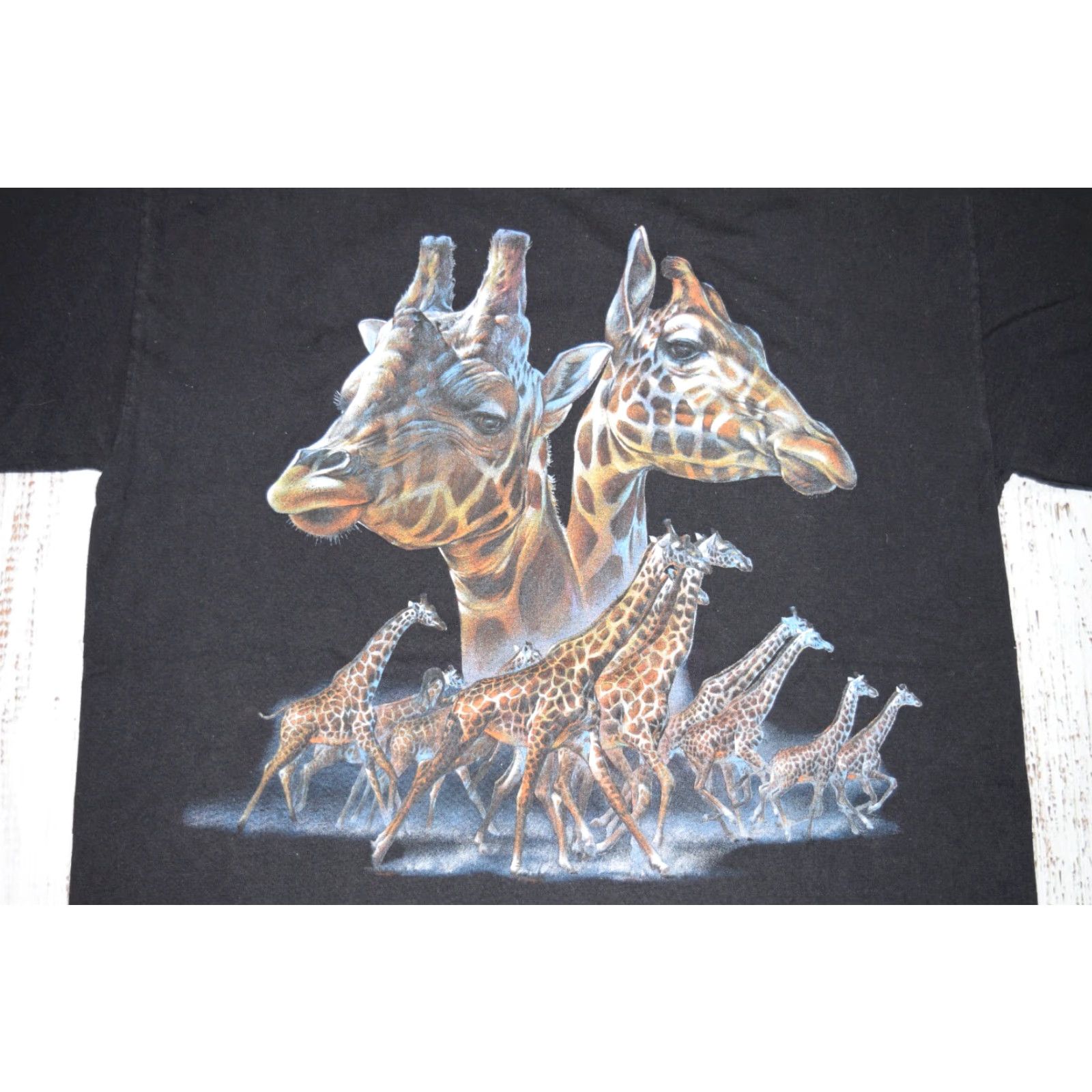 Hanes VTG 90s Giraffe Print Shirt Unisex Black Cotton Tee L 1990s Wildlife Grunge Hanes T-Shirt Mens Womens Size US L / EU 52-54 / 3 - 2 Thumbnail